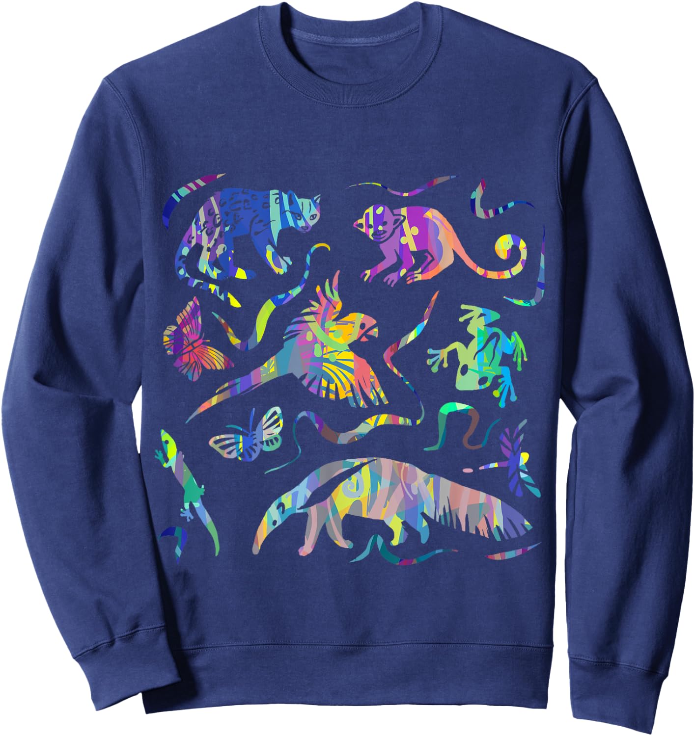 Rainforest Animals and Jungle Wildlife of South America Art Sweatshirt - Sweatshirt | Navy
