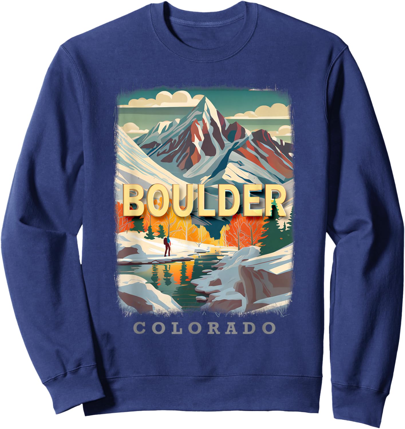 Boulder Colorado CO Rocky Mountain Majesty SD099 Sweatshirt - Sweatshirt | Navy