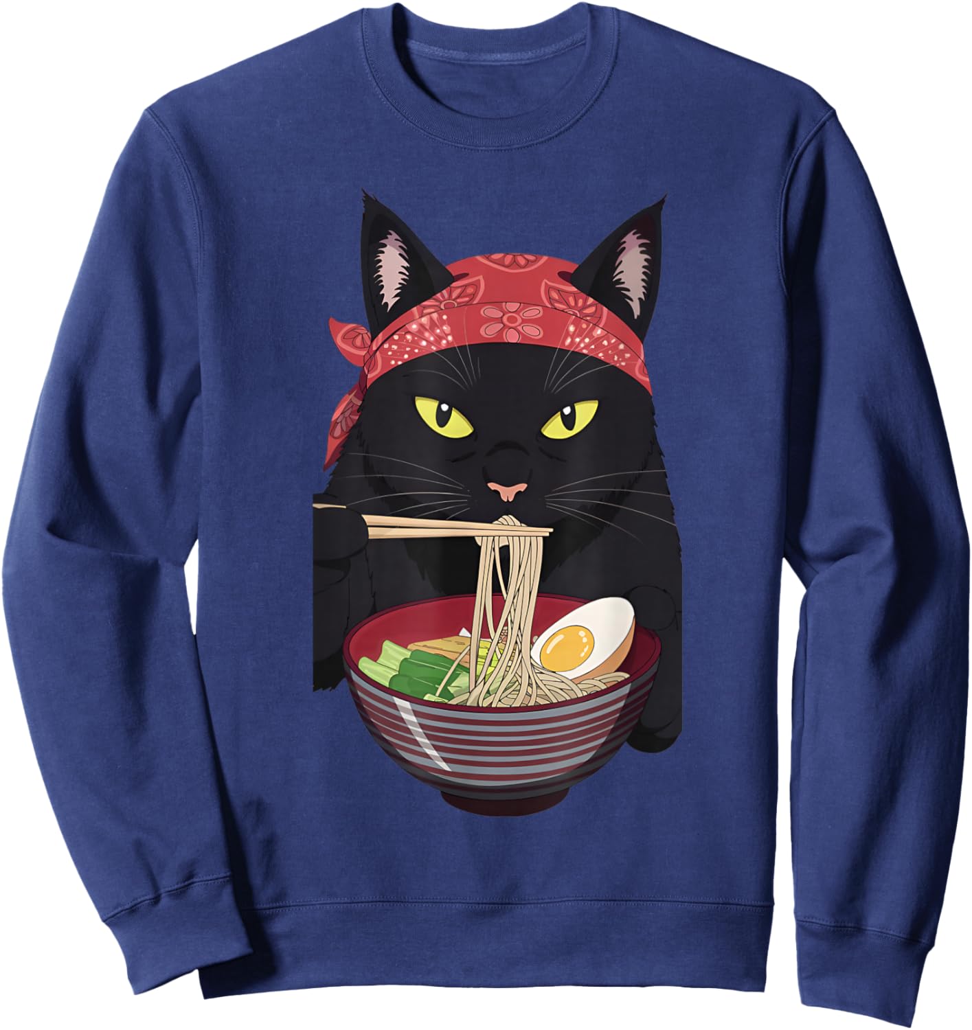 ramen cat Japanese Kawaii Cat Anime Sweatshirt - Sweatshirt | Navy