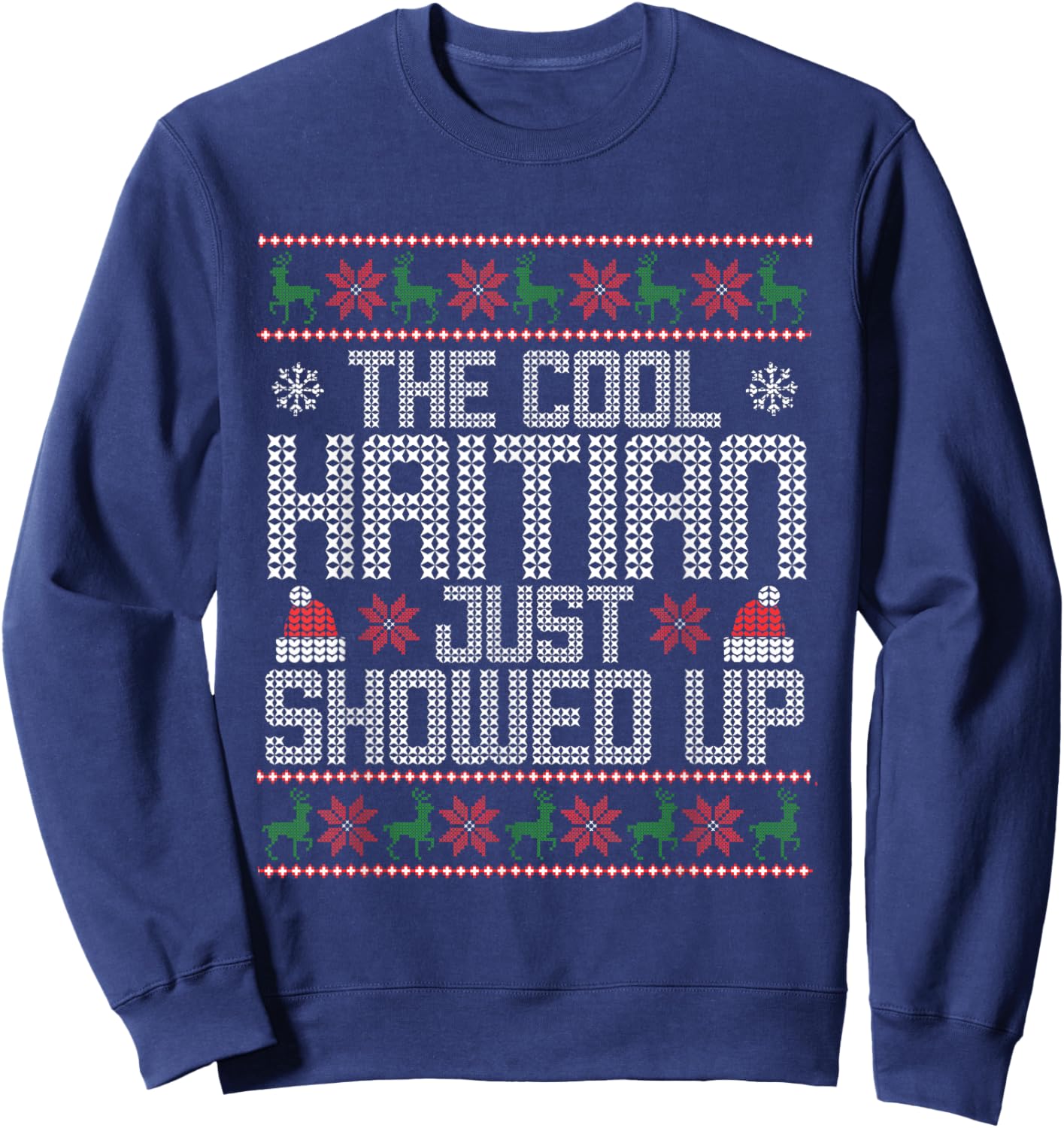 Wonderful Christmas Clothing Co Ugly Christmas Sweater Haitian Cool Funny Xmas Sweatshirt - Sweatshirt | Navy