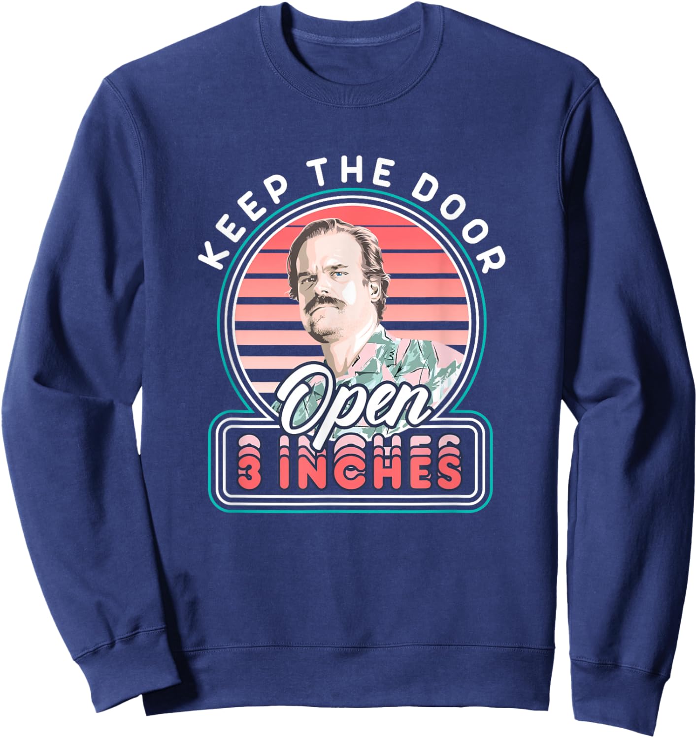 Stranger Things Chief Hopper Vintage Door 3 Inches Open Sweatshirt - Sweatshirt | Navy