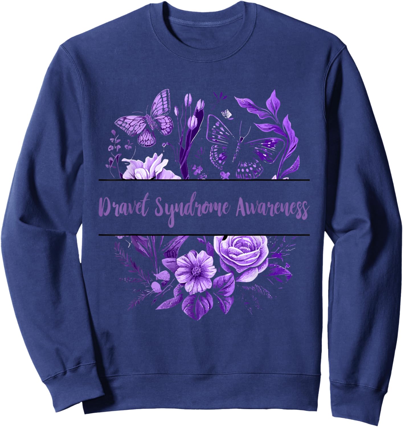 Purple Ribbon Dravet Syndrome Awareness Dravet Survivor Sweatshirt - Sweatshirt | Navy