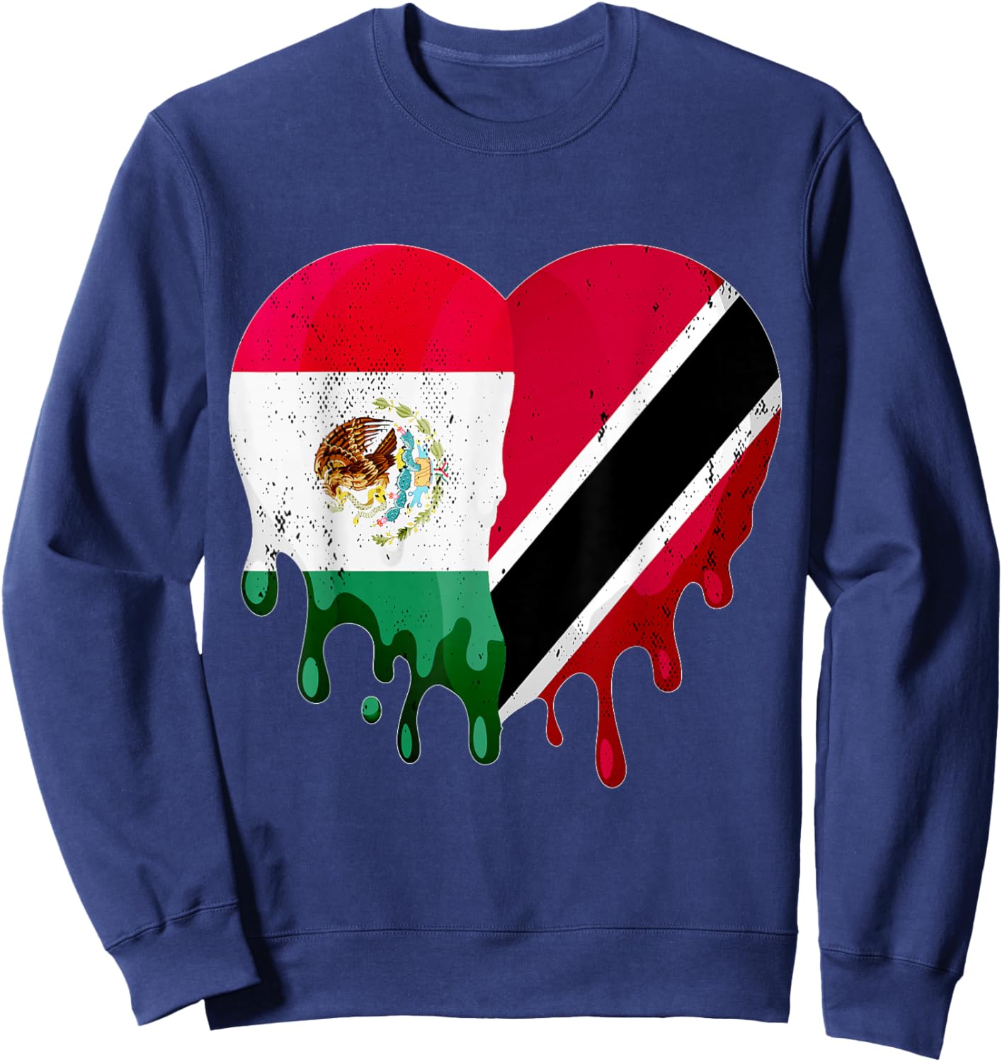 Mexico Trinidad & Tobago Flag Heart Grown Patriot Country Sweatshirt - Sweatshirt | Navy
