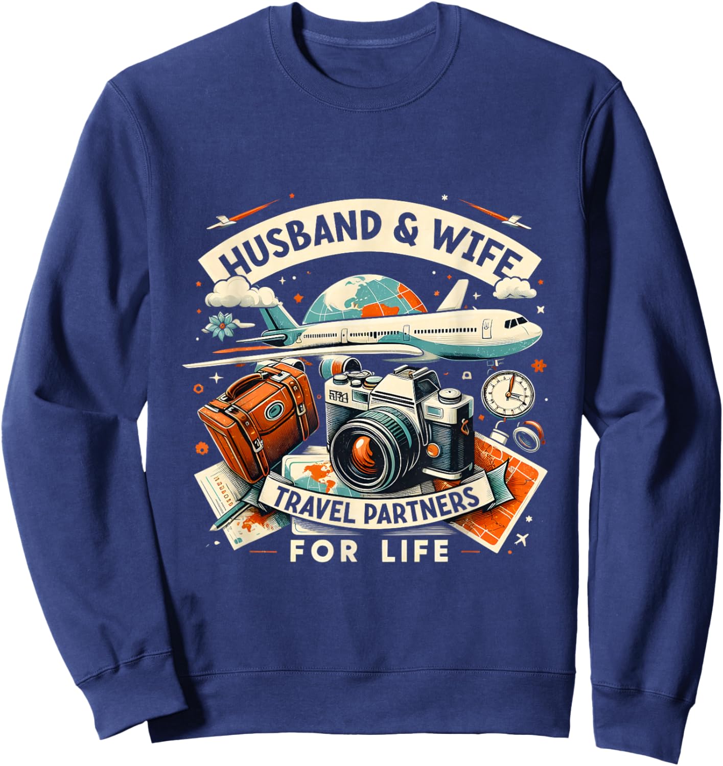 Husband & Wife Travel Partners For Life Family Couple Trip Sweatshirt - Sweatshirt | Navy