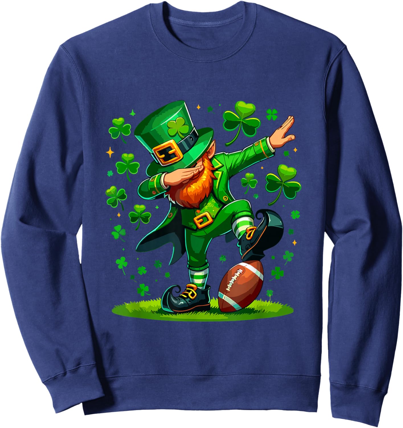 St Patricks Day Boy Men Football Costume Dabbing Leprechaun Sweatshirt - Sweatshirt | Navy