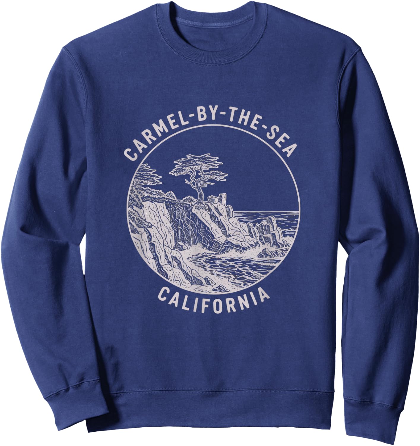 Vintage Carmel-by-The-Sea California Sketch Art Design Sweatshirt - Sweatshirt | Navy