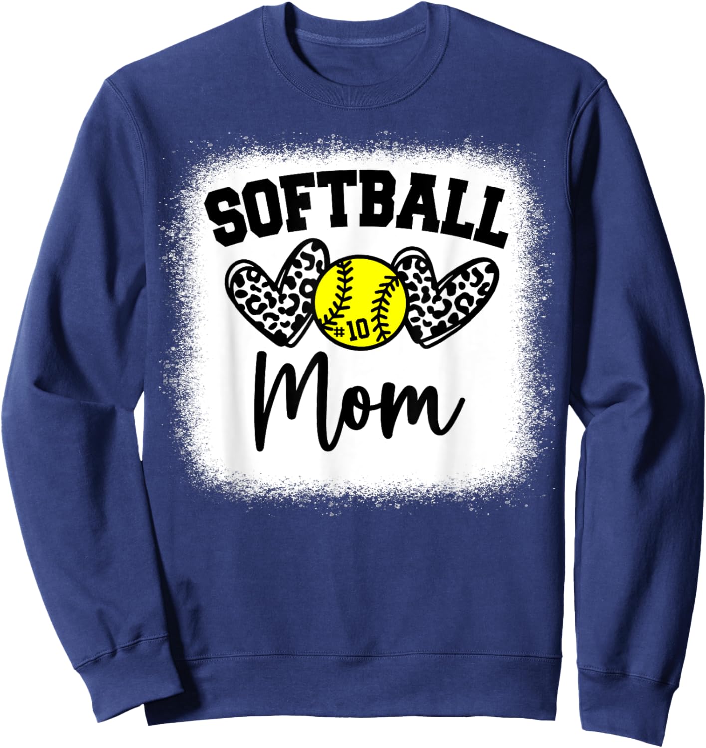 Custom Softball Mom Number 10 Heart for Mom Sweatshirt - Sweatshirt | Navy