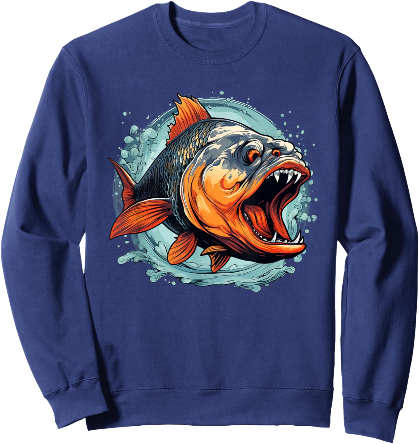 Cool Monster Fish for Piranha Lovers Sweatshirt - Sweatshirt | Navy
