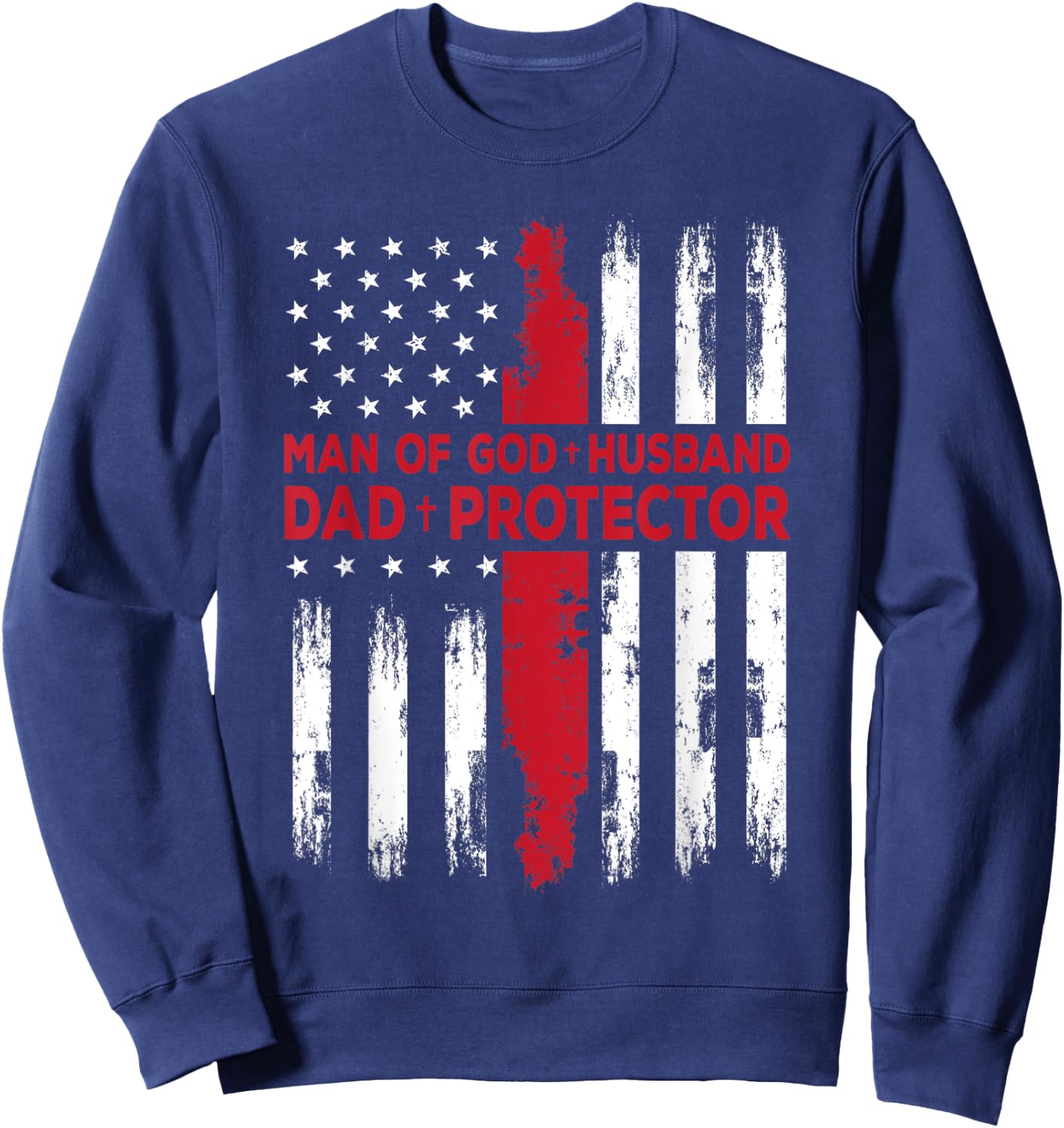 Jesus God Religious Man of God Husband Dad Protector Sweatshirt - Sweatshirt | Navy