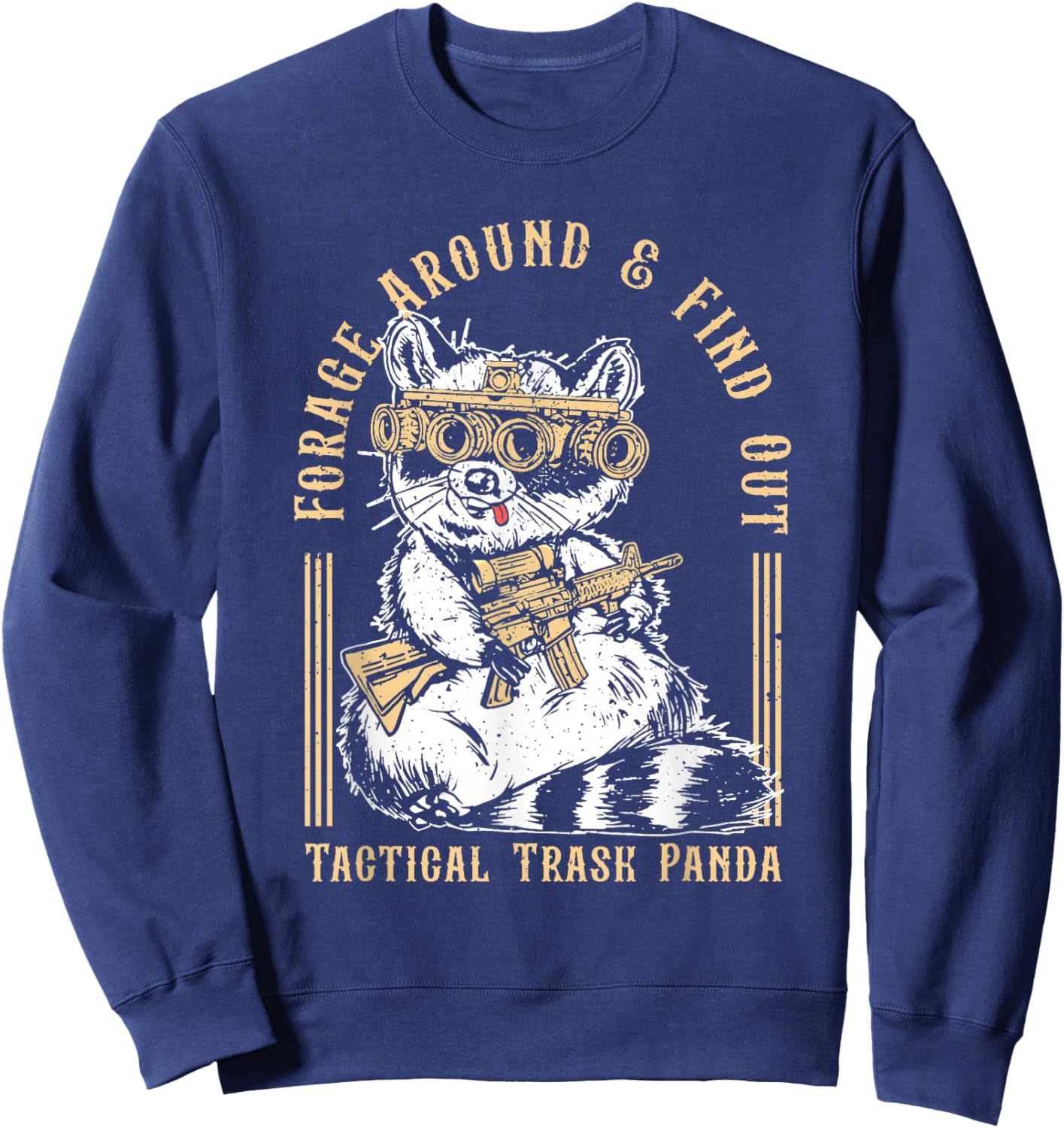 Forage Around & Find Out Tactical Trash Panda Sweatshirt - Sweatshirt | Navy
