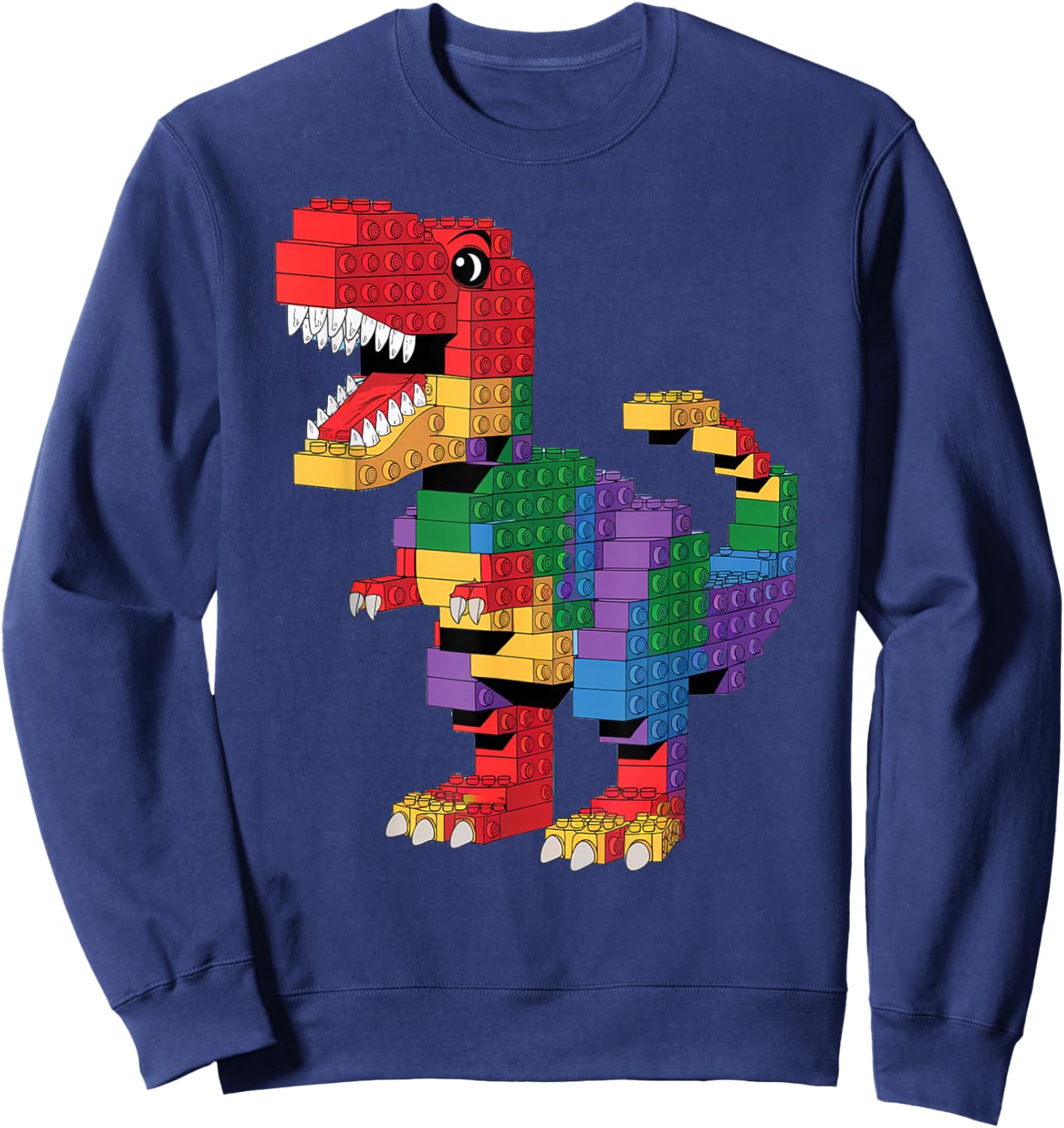Master Builder Men Boys Kids Building Bricks Dinosaur T-Rex Sweatshirt - Sweatshirt | Navy