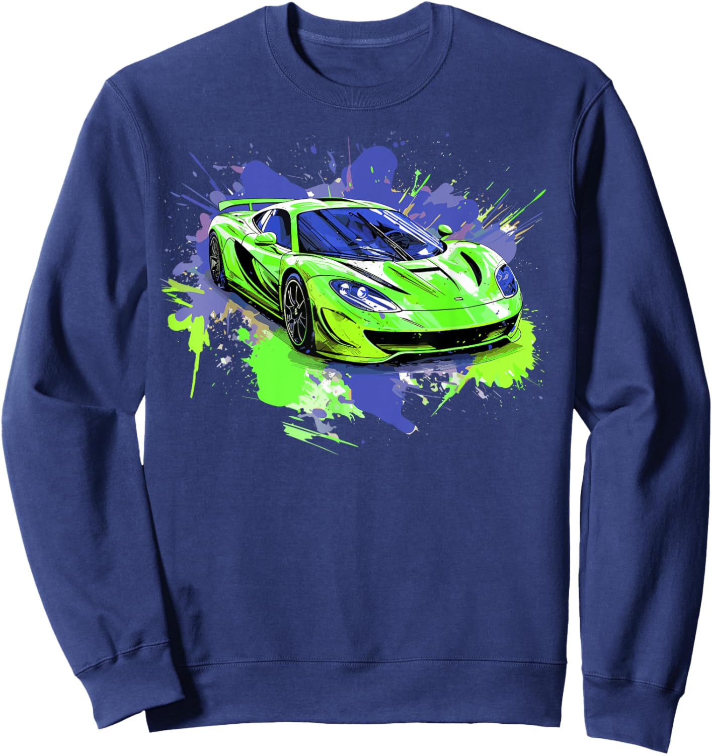 Supercar Exotic Sports Car Concept Poster Style Boys Graphic Sweatshirt - Sweatshirt | Navy