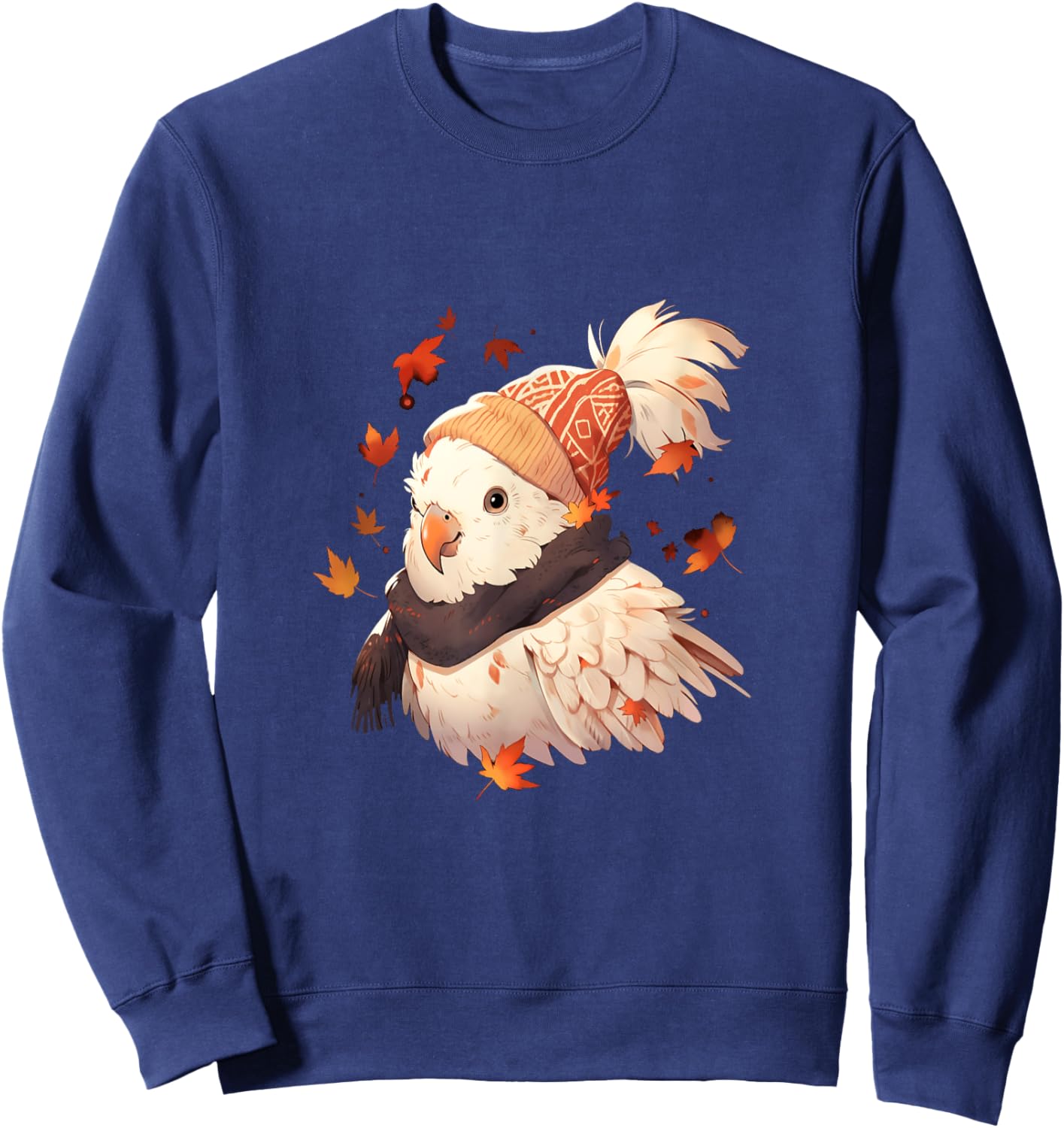Cockatoo Bird Parrot Autumn Autumn Leaves Thanksgiving Sweatshirt - Sweatshirt | Navy