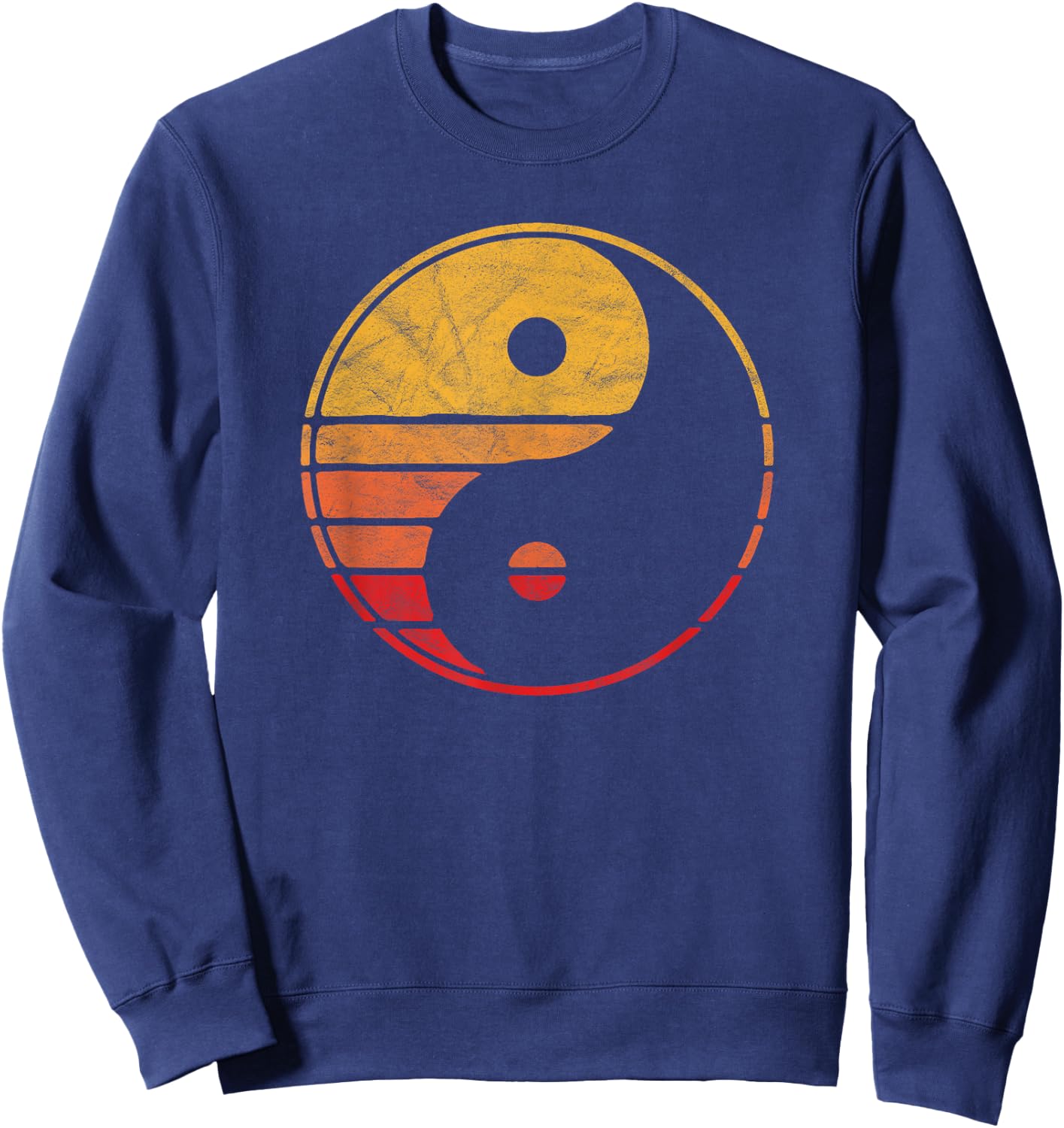 Vintage Yin Yang 80's Minimalist Sun Retro Graphic Sweatshirt - Sweatshirt | Navy