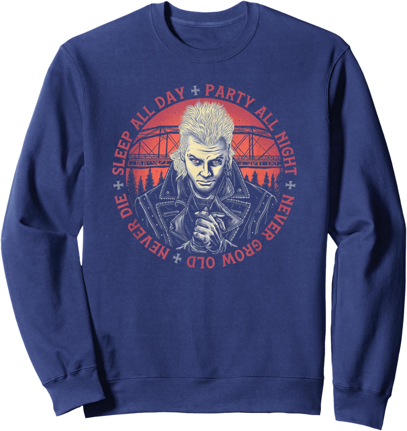 Sleep All Day Party All Night Never Grow Old Never Die Sweatshirt - Sweatshirt | Navy