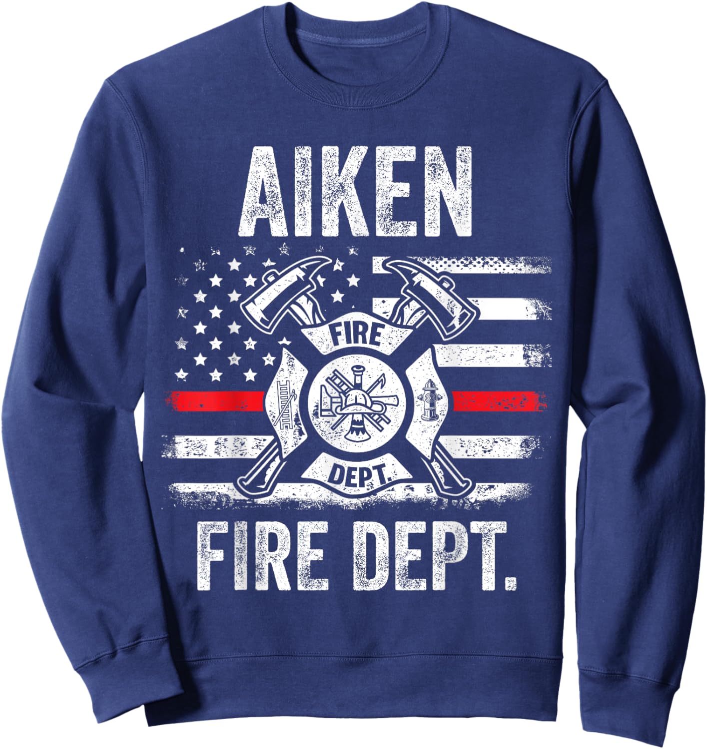 Aiken South Carolina Fire Department Thin Red Line Fireman Sweatshirt - Sweatshirt | Navy