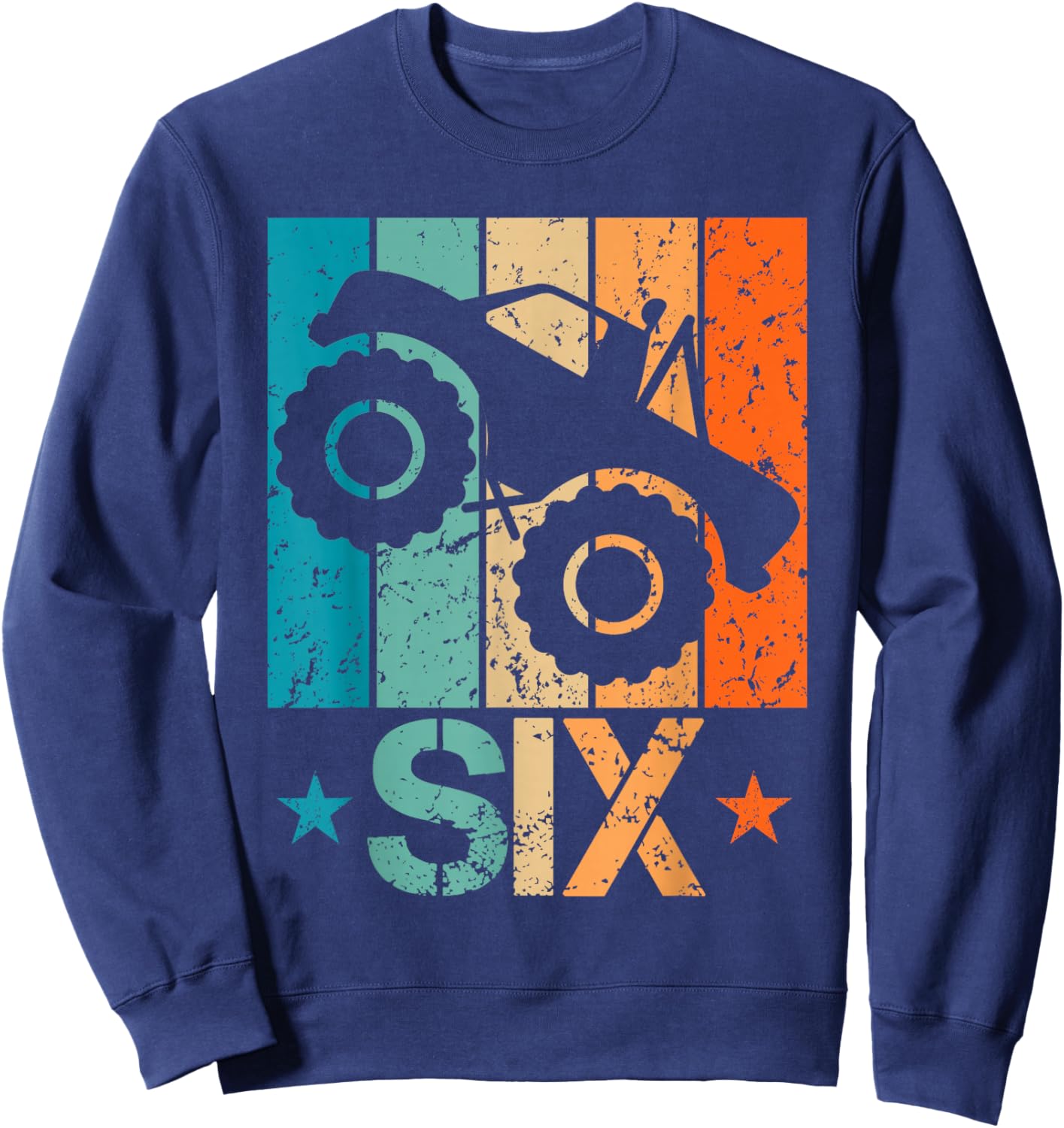6th Monster Truck Birthday 6 Year Old 6yr Boys Birthday Sweatshirt - Sweatshirt | Navy