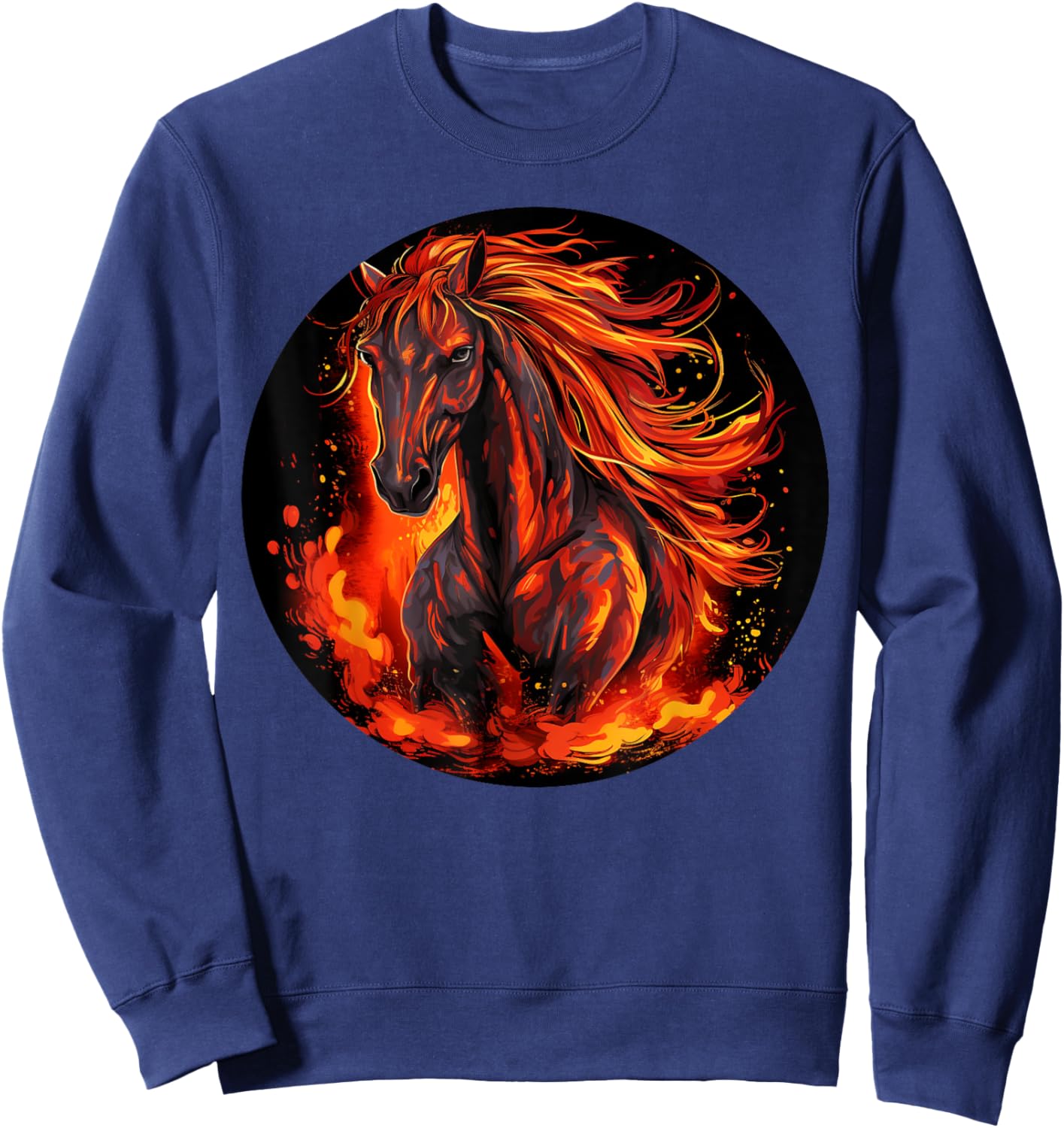 Funny burning horse outfit for horses flames lovers Sweatshirt - Sweatshirt | Navy