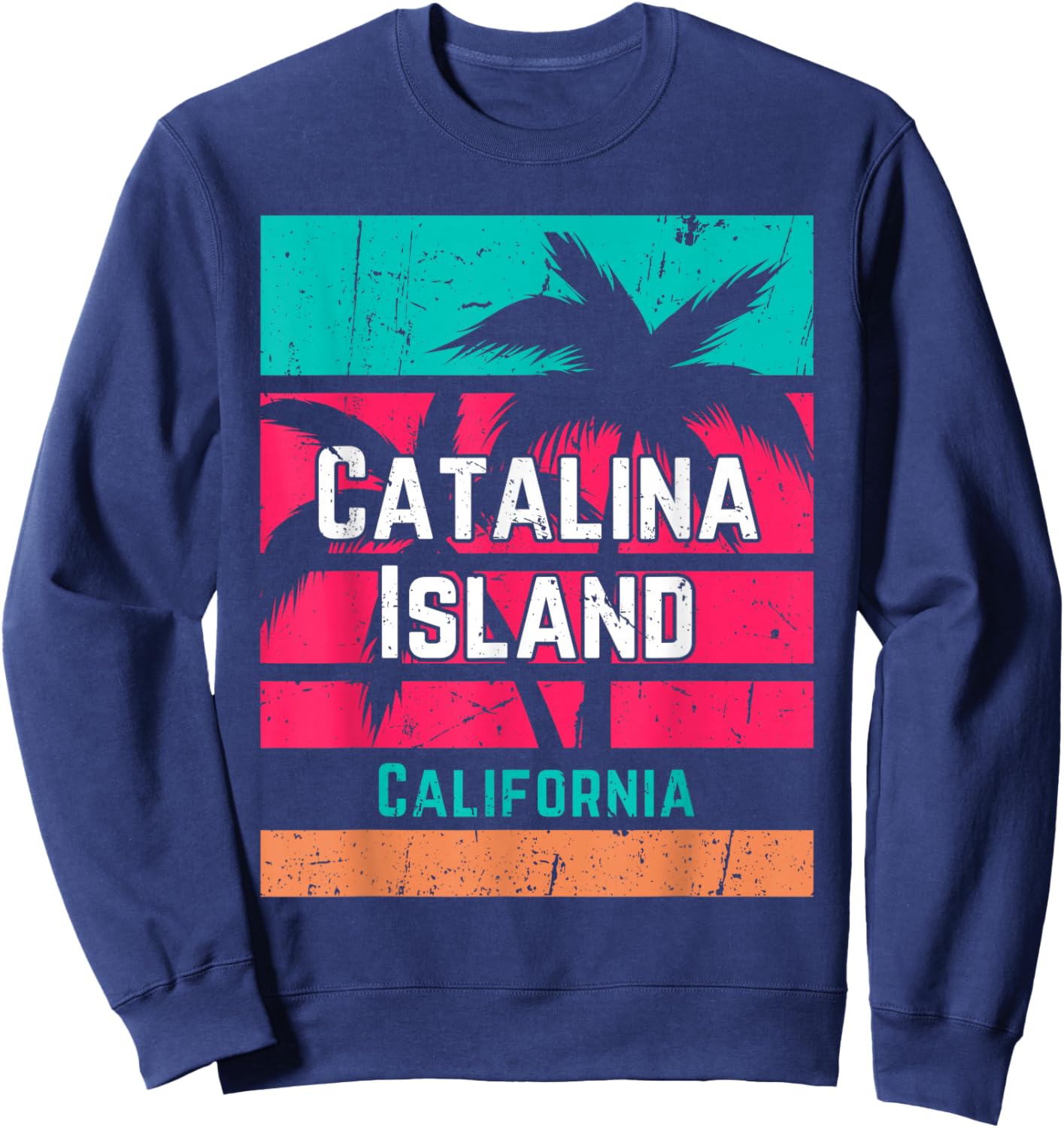 Catalina Island California Vacation Souvenir Surfing Vintage Sweatshirt - Sweatshirt | Navy