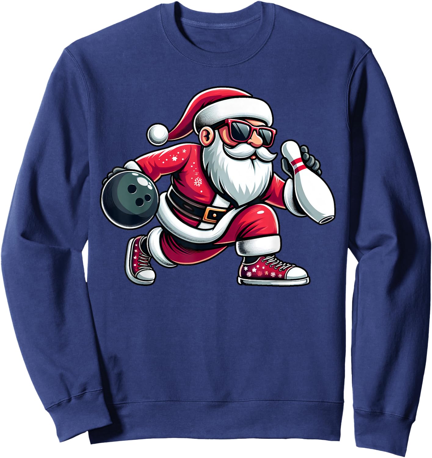 Christmas Santa Claus Play A Bowling Funny Boys Kids Xmas Sweatshirt - Sweatshirt | Navy
