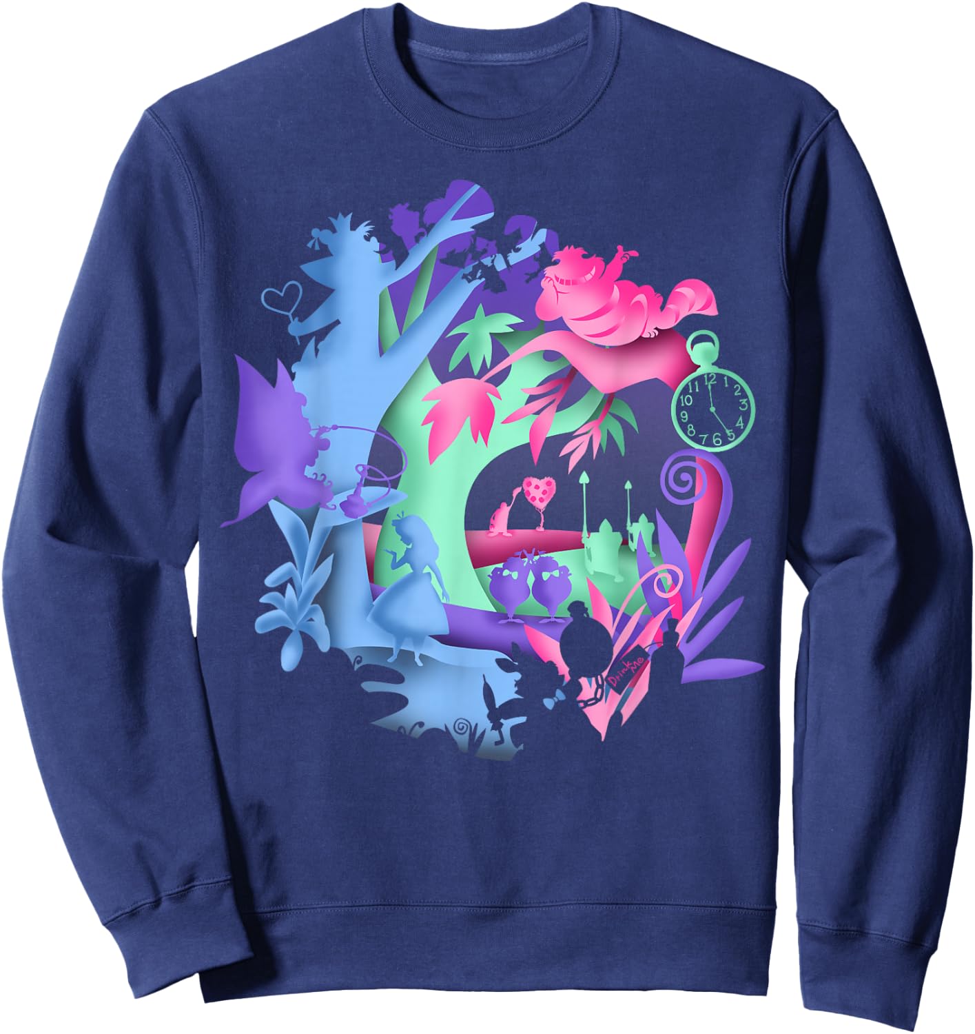Disney Alice in Wonderland Neon Forest Silhouette Small Sweatshirt - Sweatshirt | Navy