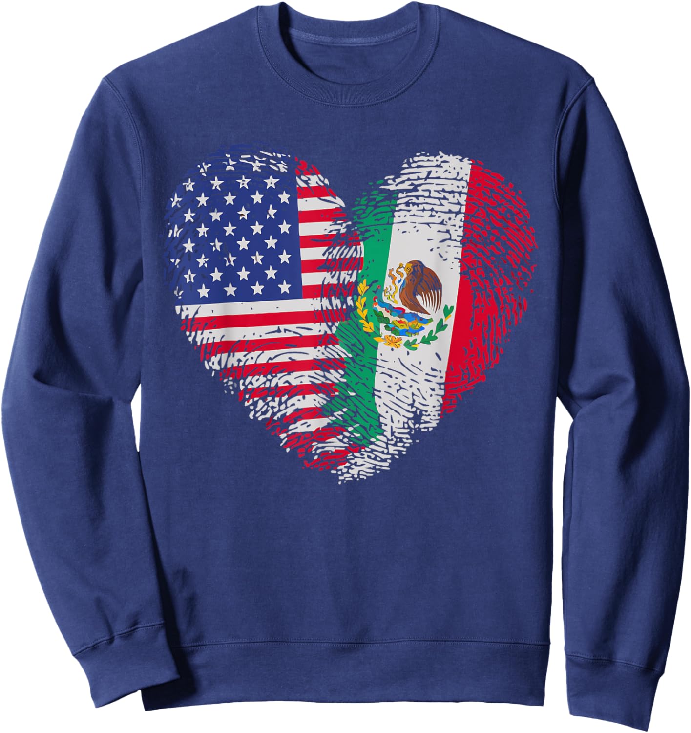 Half Mexican Half American USA Flag Mexico America Sweatshirt - Sweatshirt | Navy