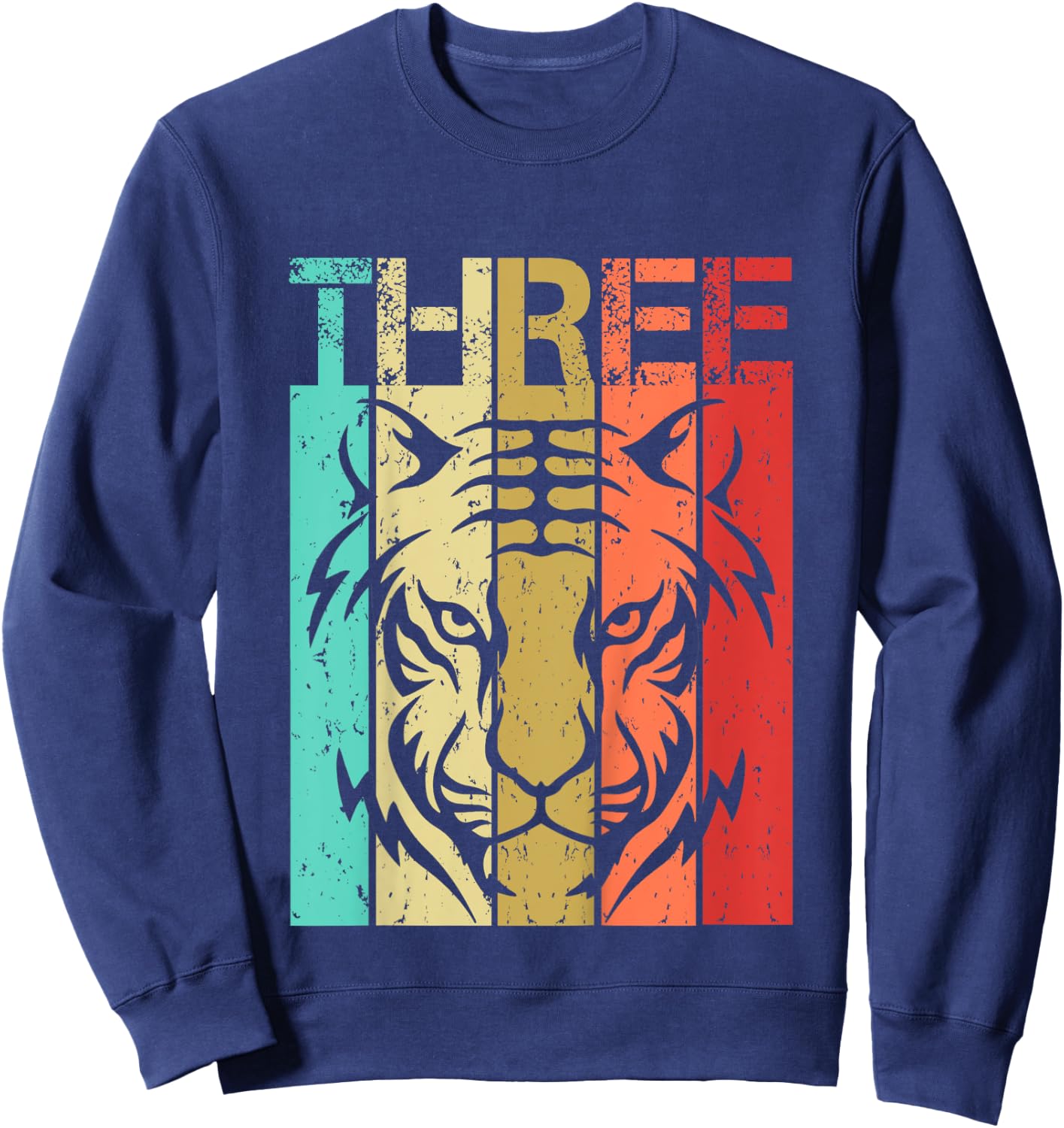 Tiger Birthday 3 Year Old Boy Girl Tiger 3rd Birthday Sweatshirt - Sweatshirt | Navy