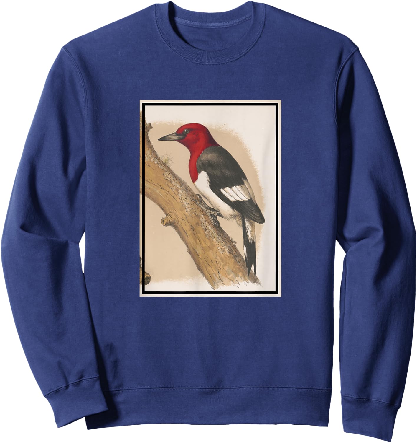 Red-headed Woodpecker Vintage Illustration (1874) Sweatshirt - Sweatshirt | Navy