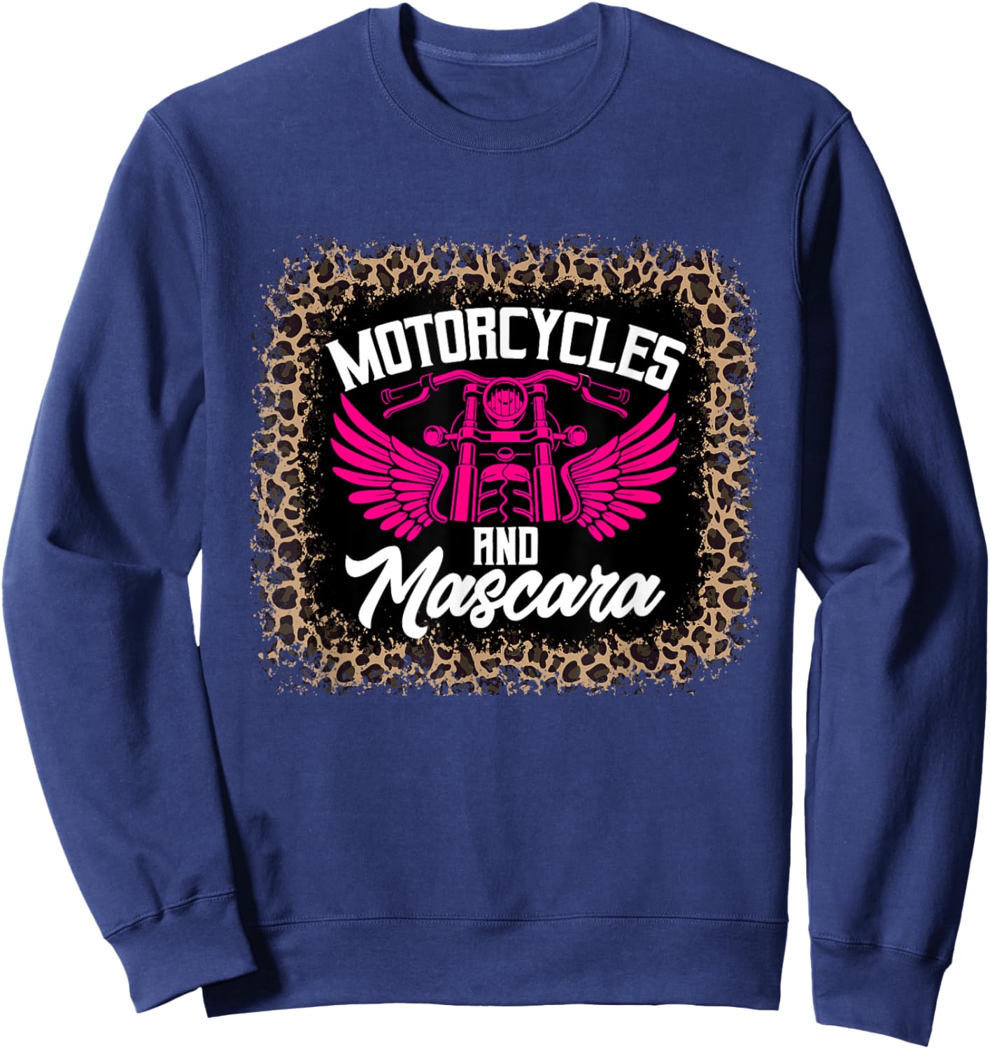 Motorcycle And Mascara Shirt Leopard Print Sweatshirt - Sweatshirt | Navy