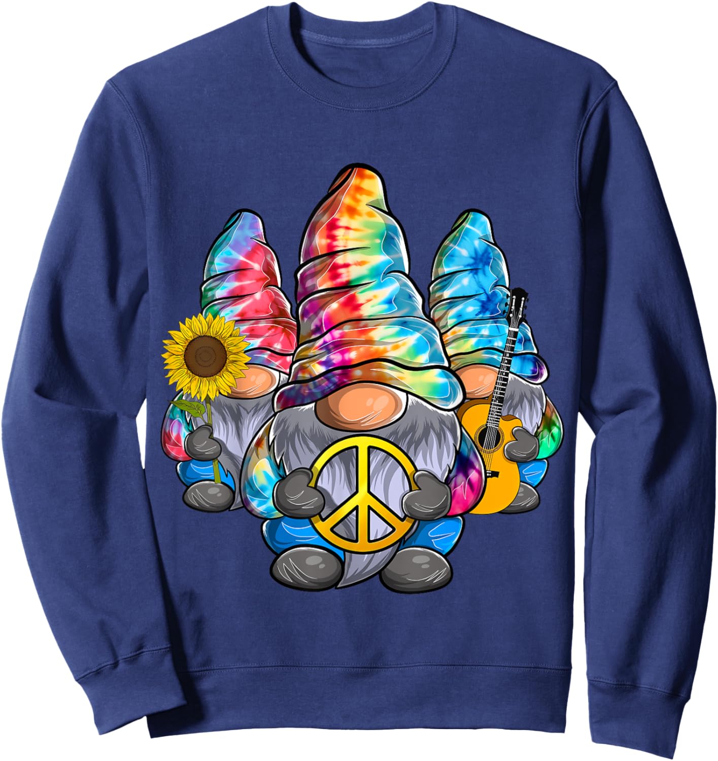 Three Hippie Gnomes Tie Dye funny design Women Sweatshirt - Sweatshirt | Navy
