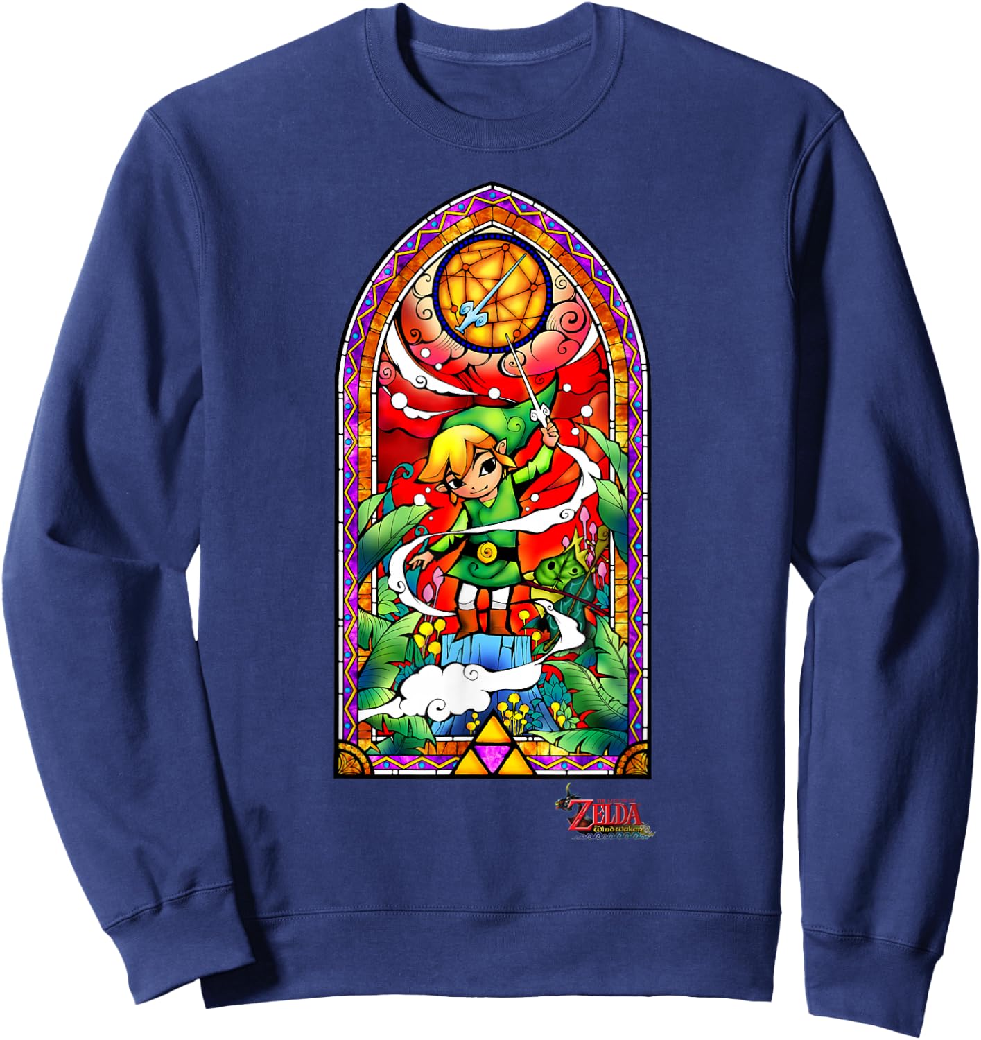 The Legend of Zelda The Wind Waker Link Stained Glass Sweatshirt - Sweatshirt | Navy