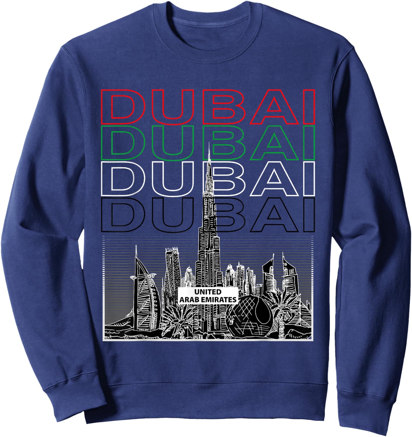 Dubai City Skyline Arab Emirates Vacation Matching Outfit Sweatshirt - Sweatshirt | Navy