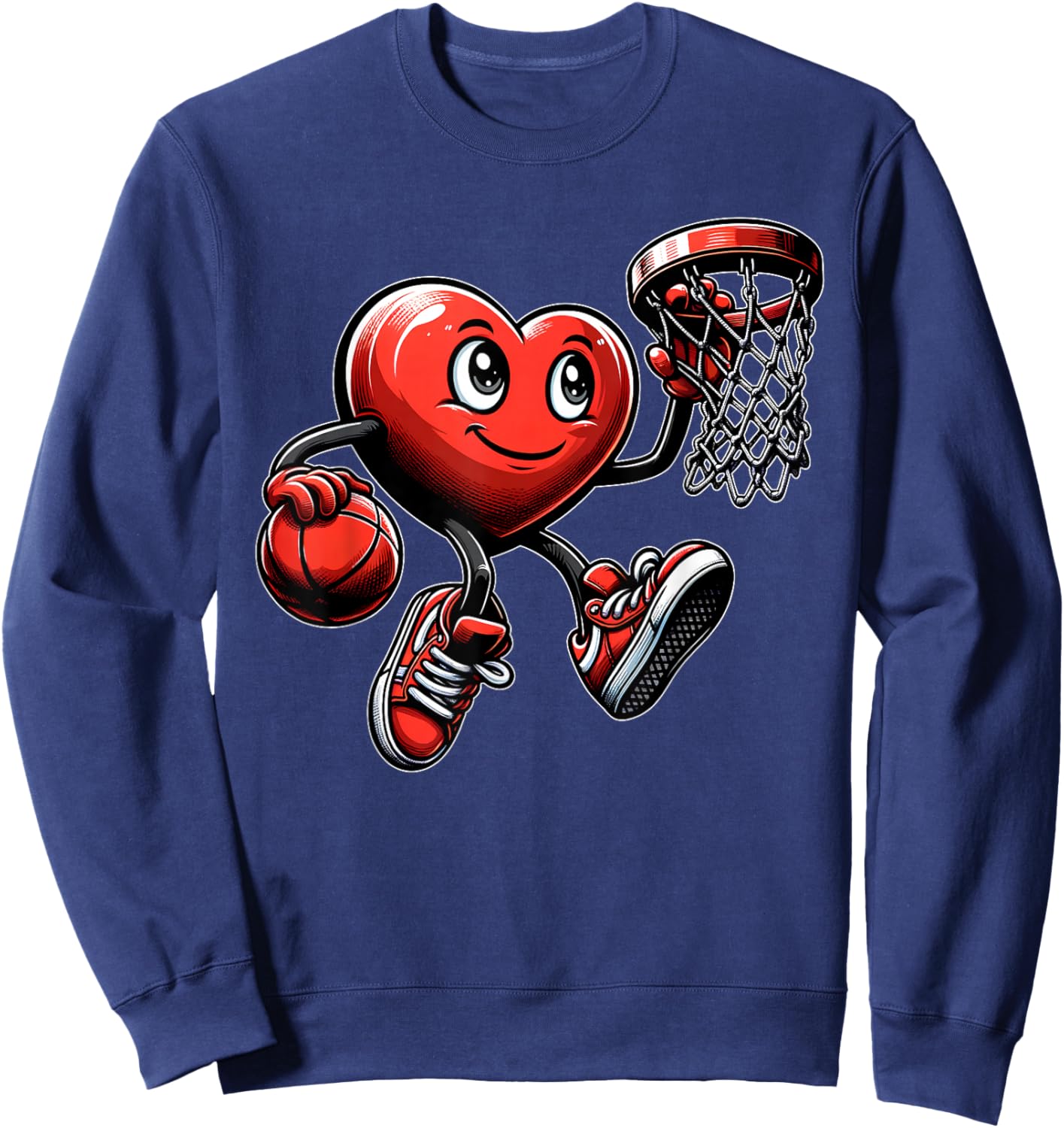 Valentine's Day Heart Basketball Team Player Sweatshirt - Sweatshirt | Navy