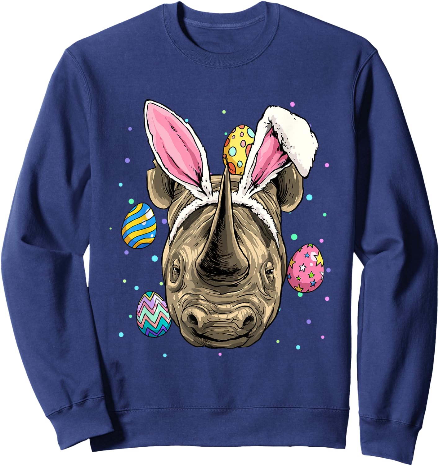 Easter Bunny Rhinoceros Chubby Unicorn Egg Hunts Rhino Lover Sweatshirt - Sweatshirt | Navy