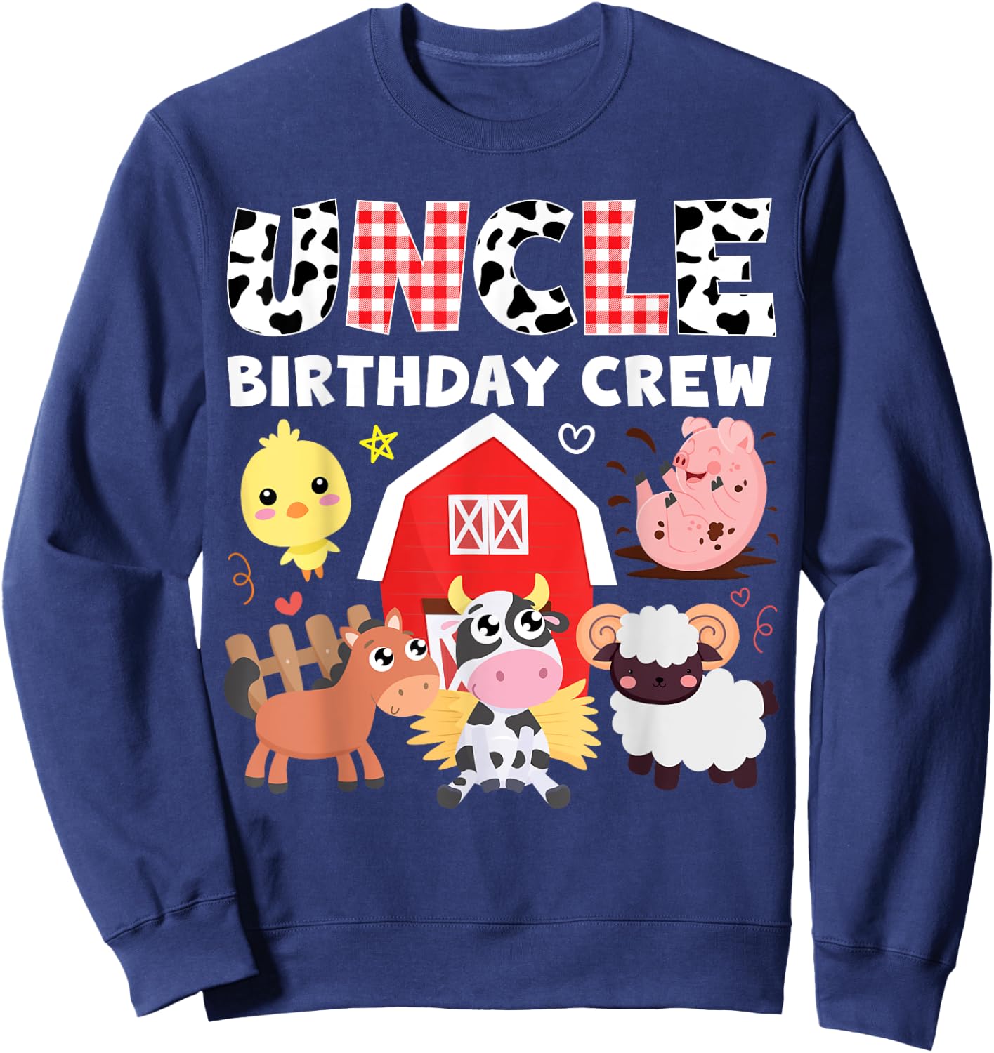 Cow Uncle Birthday Crew Farm Theme Animals Birthday Party Sweatshirt - Sweatshirt | Navy