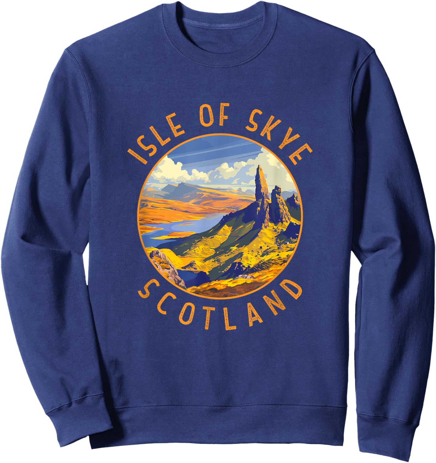 Isle of Skye Scotland Retro Distressed Circle Sweatshirt - Sweatshirt | Navy