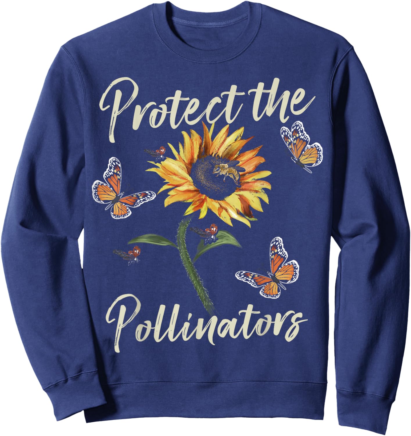 Cool Protect Pollinators Save the bees Sunflower T Sweatshirt - Sweatshirt | Navy