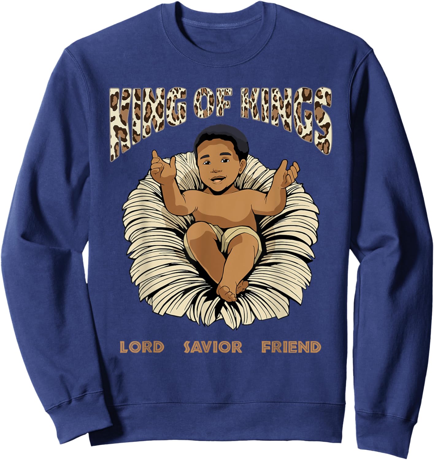 African American Christmas Black Baby Jesus King Nativity Sweatshirt - Sweatshirt | Navy