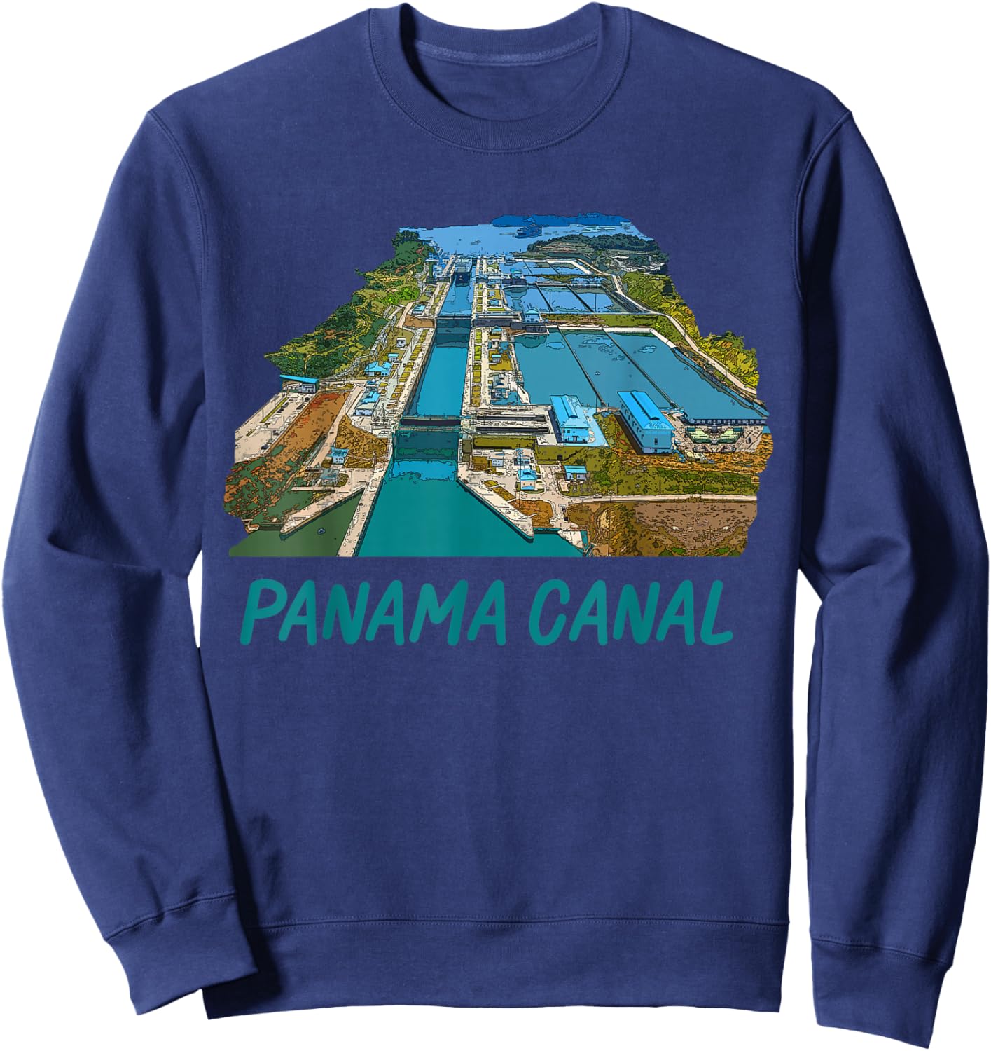 Panama Canal Locks Transit Souvenir Commemorative Keepsake Sweatshirt - Sweatshirt | Navy