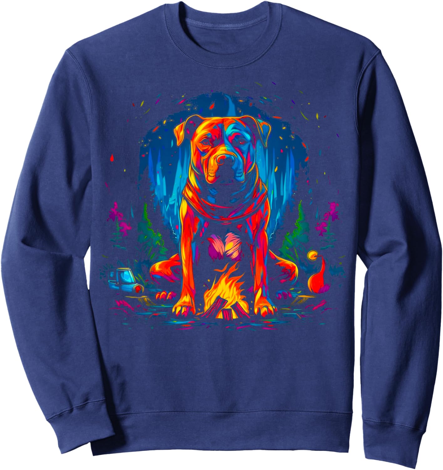 Pitbull Dog Camping Sweatshirt - Sweatshirt | Navy