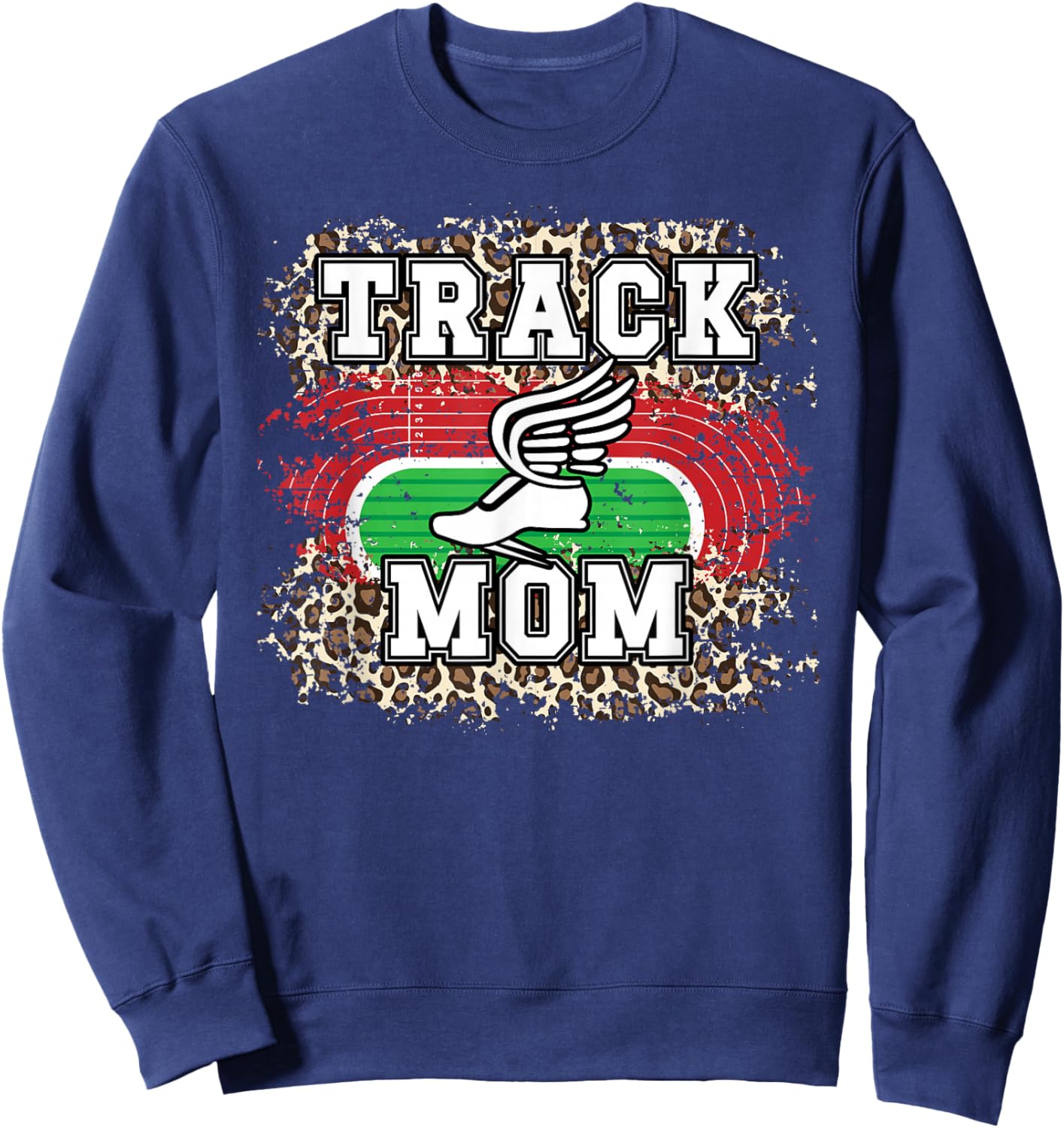 Track Mom Leopard Track And Field Mom Track And Field Mama Sweatshirt - Sweatshirt | Navy