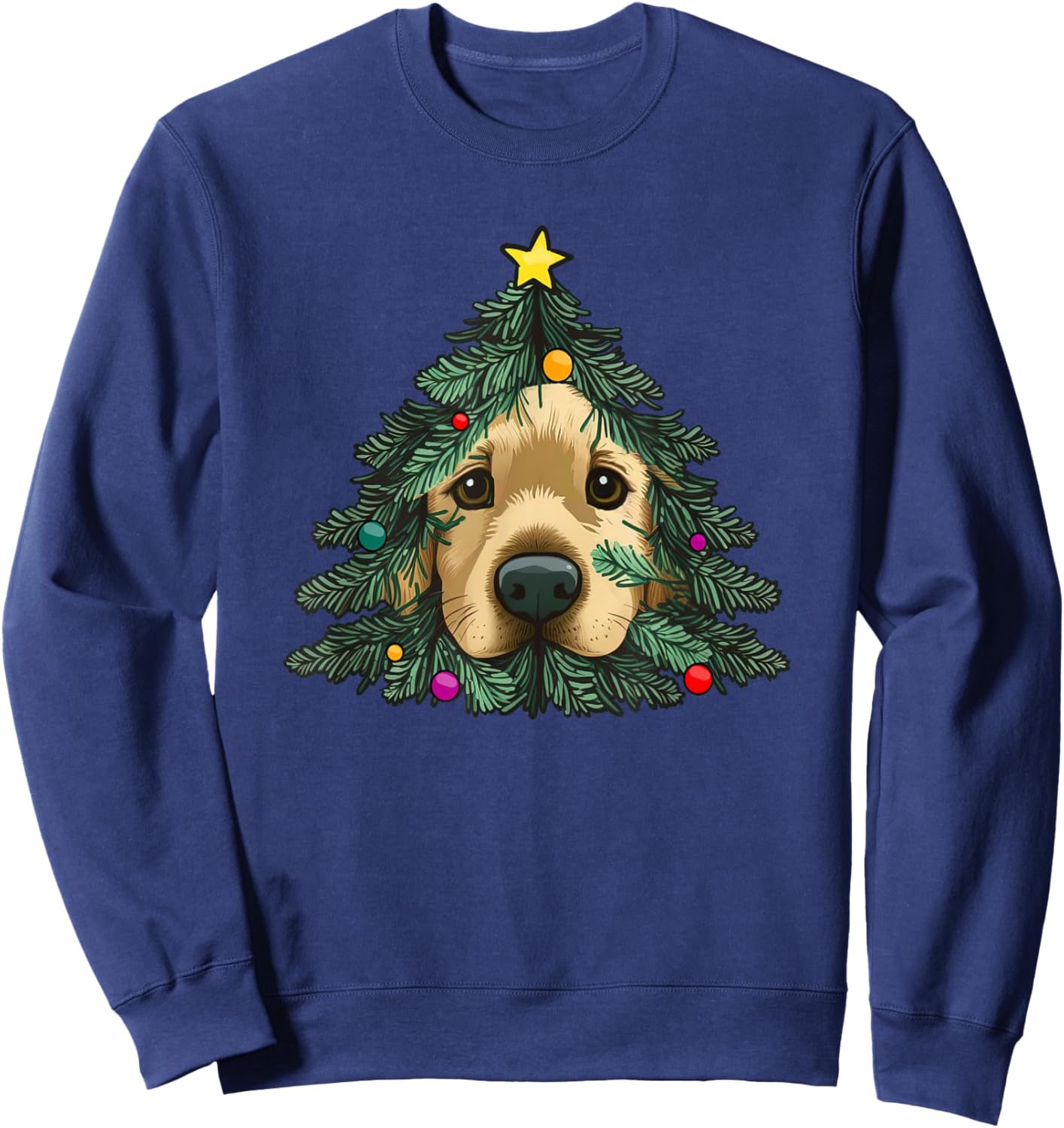 Golden-Retriever-Puppy in Christmas tree Sweatshirt - Sweatshirt | Navy