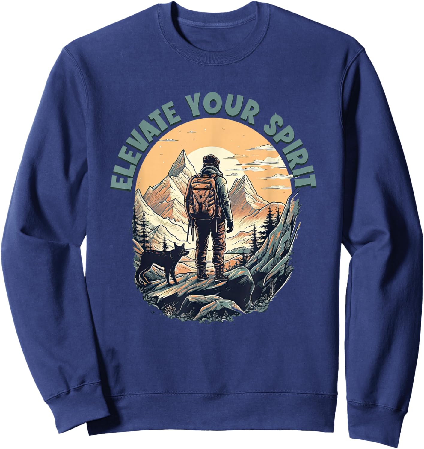 Hiking with dog Mountaineer Elevate Your Spirit Hiker Sweatshirt - Sweatshirt | Navy