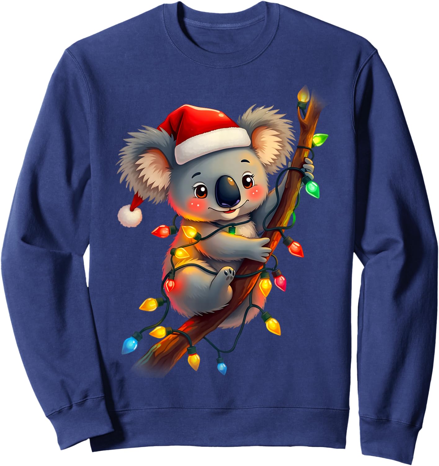 koala Santa Hat Lights Christmas Cute Xmas Pajama For Kids Sweatshirt - Sweatshirt | Navy