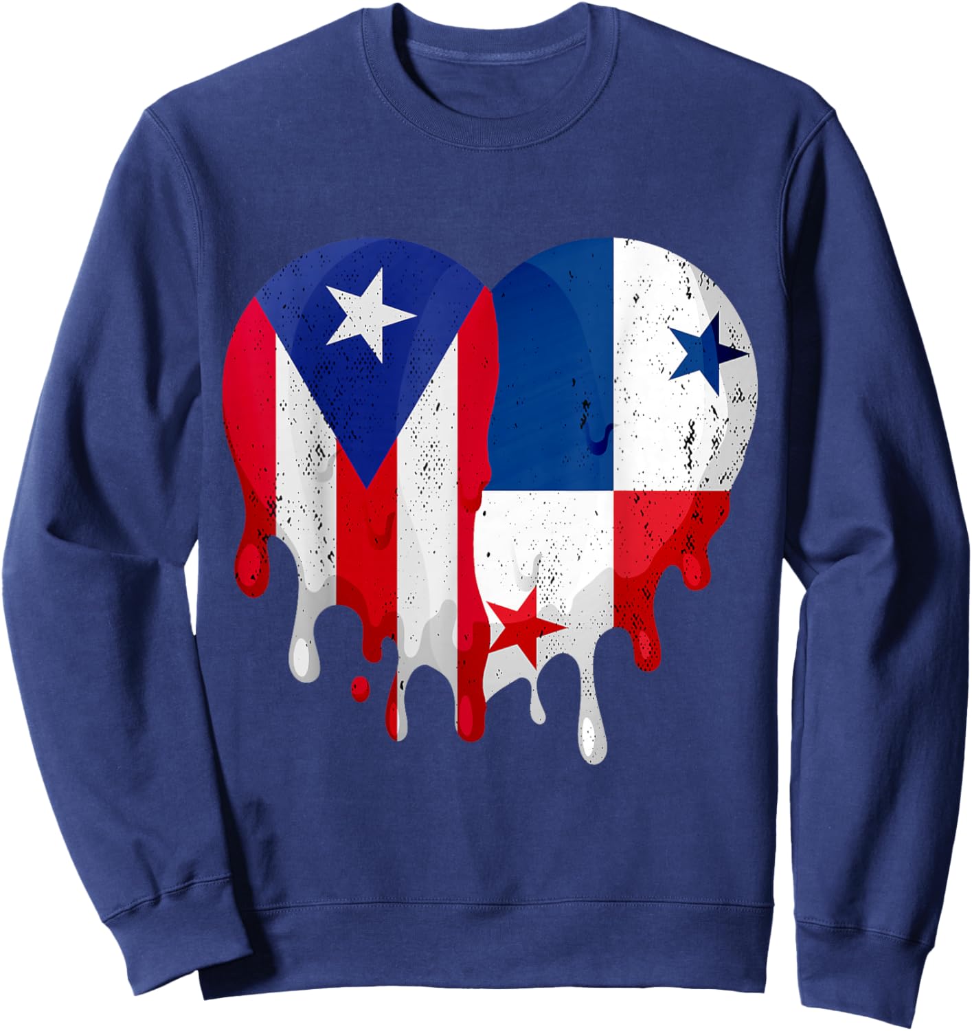Puerto Rico Panama Flag Heart Citizen Grown Patriot Country Sweatshirt - Sweatshirt | Navy