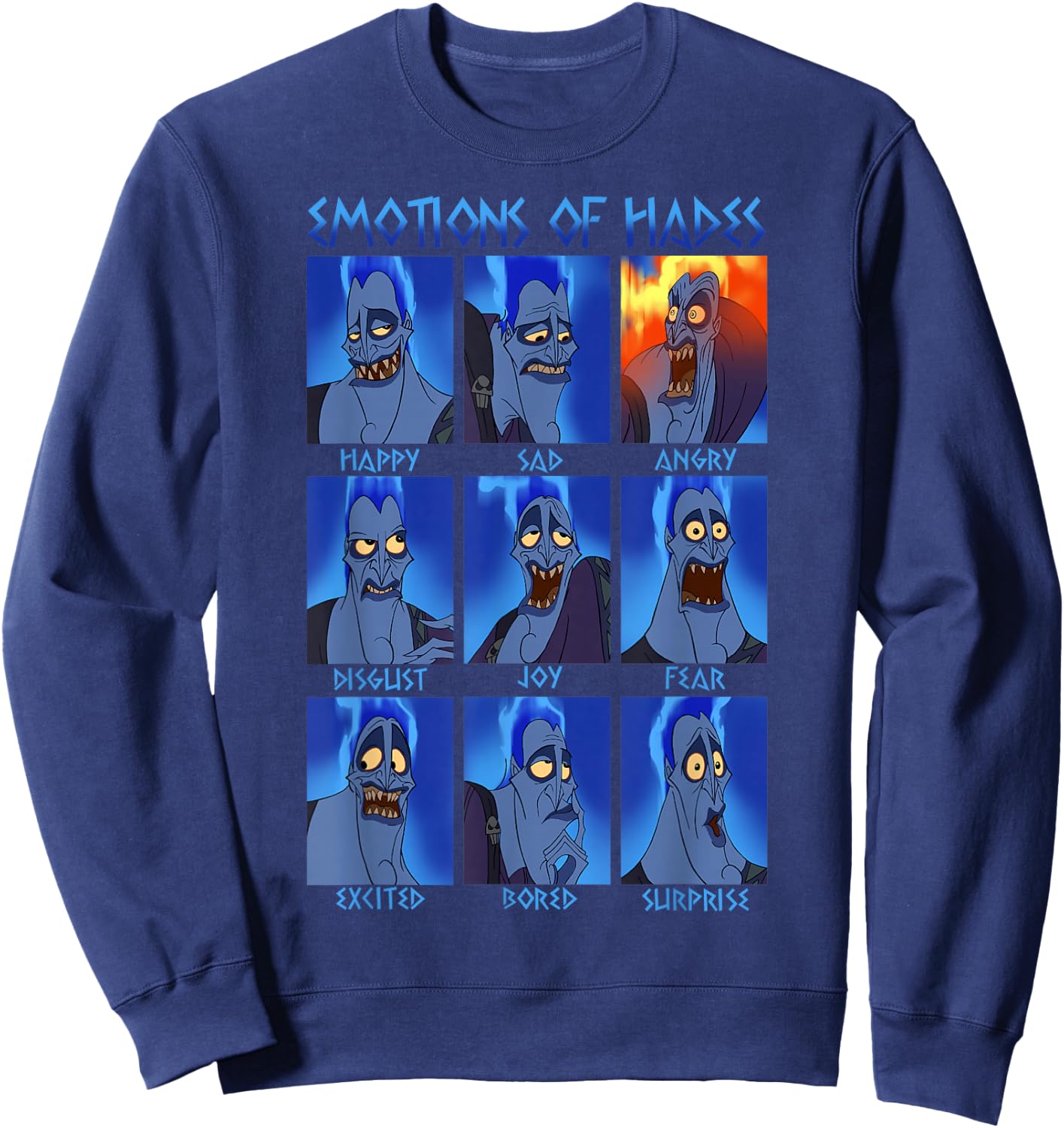 Disney Hercules Hades Emotions Graphic Small Sweatshirt - Sweatshirt | Navy