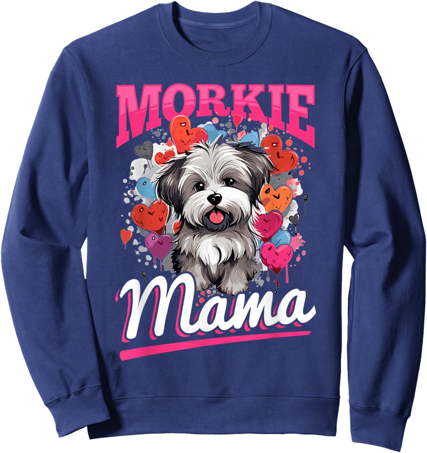 Morkie Dog Breed Pet Morkie Mama Women Girls Kids Sweatshirt - Sweatshirt | Navy
