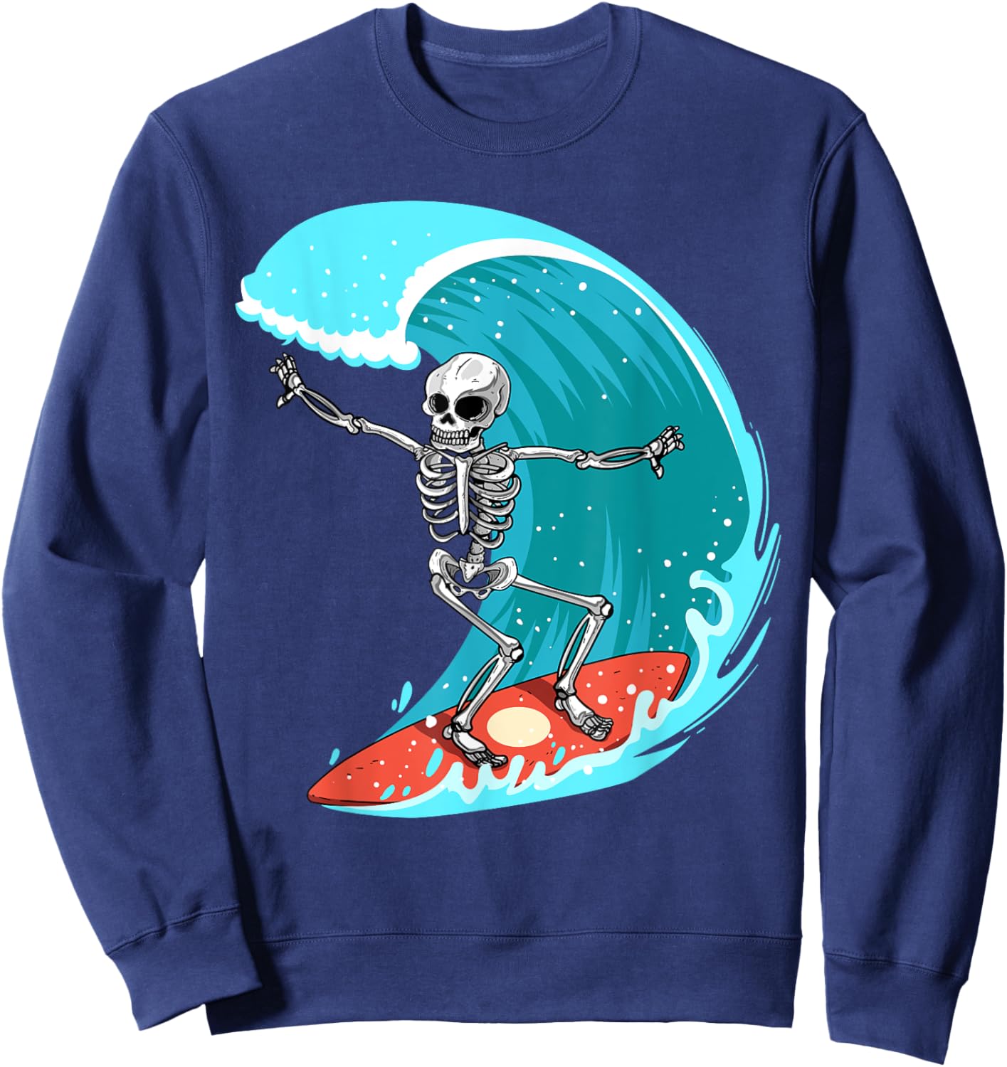 Skeleton Surfer Halloween Funny Wave Surfing Surf Costume Sweatshirt - Sweatshirt | Navy