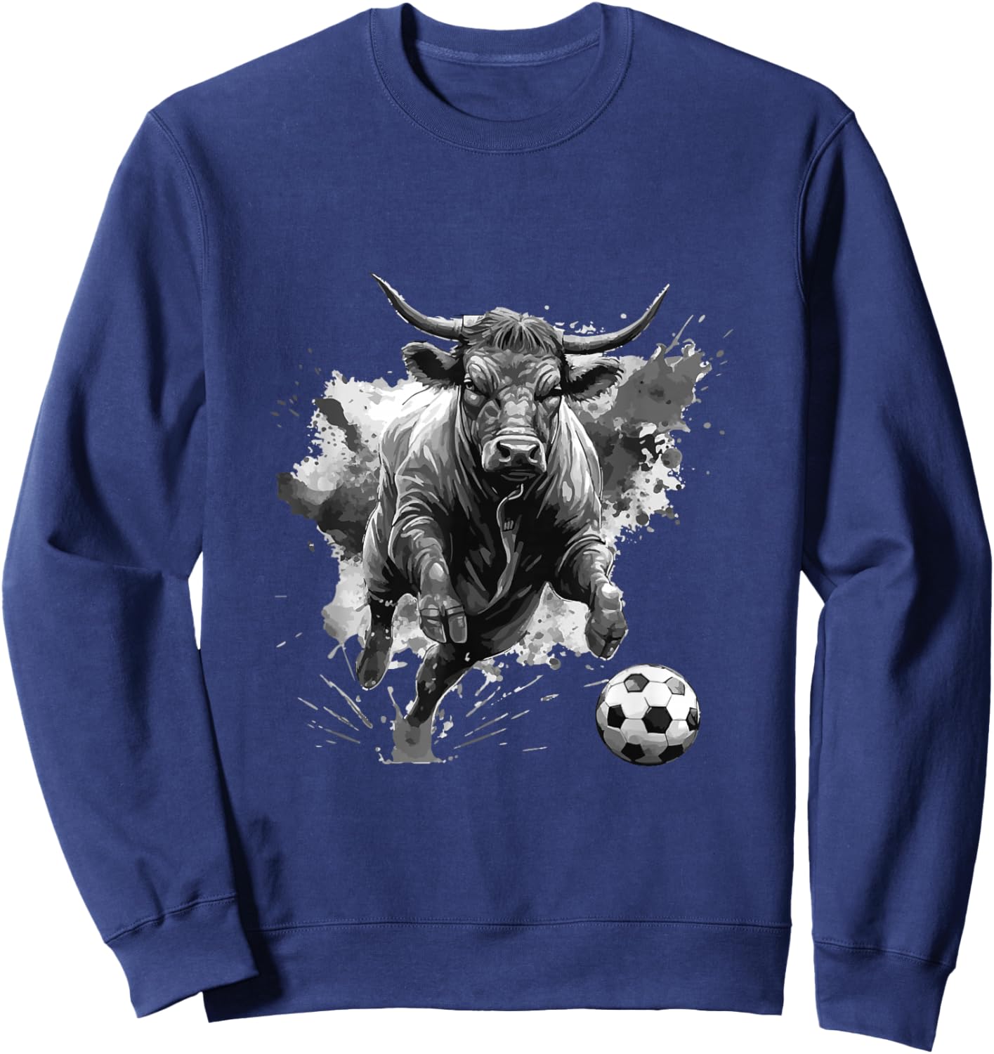 Bull Playing Soccer Animal Sweatshirt - Sweatshirt | Navy