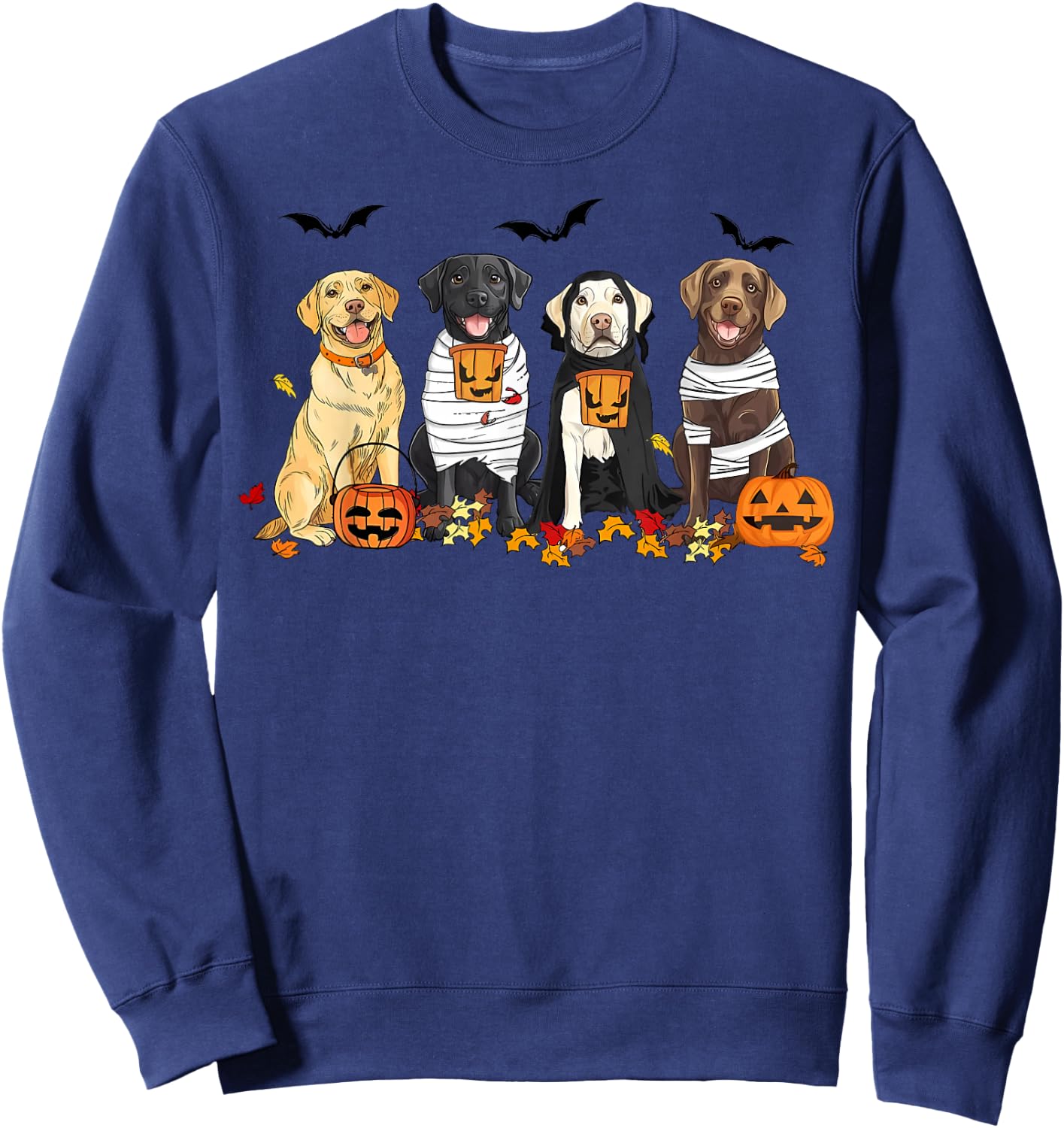Labrador Retriever Dogs Ghost Witch Mummy Halloween Pumpkins Sweatshirt - Sweatshirt | Navy